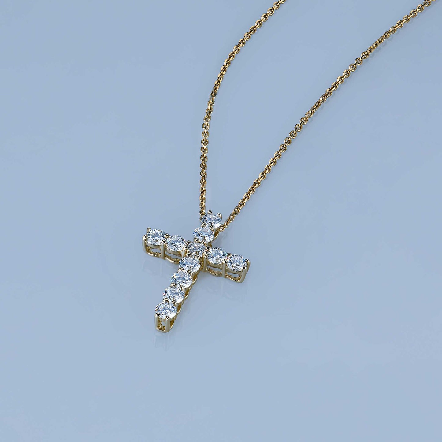 14K Yellow Gold Pendant with Lab-Created Diamonds