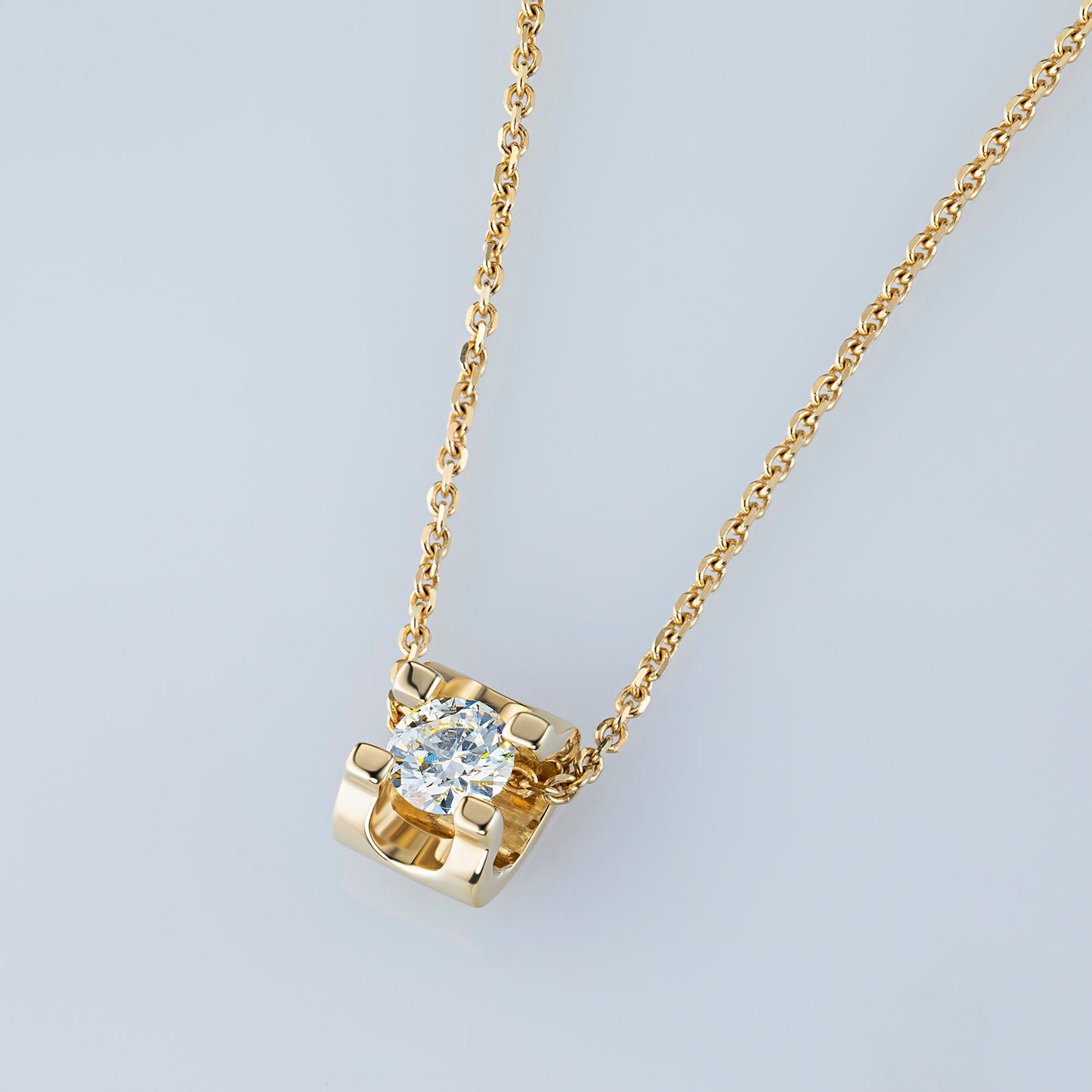 14K Yellow Gold Pendant with Lab-Created Diamonds