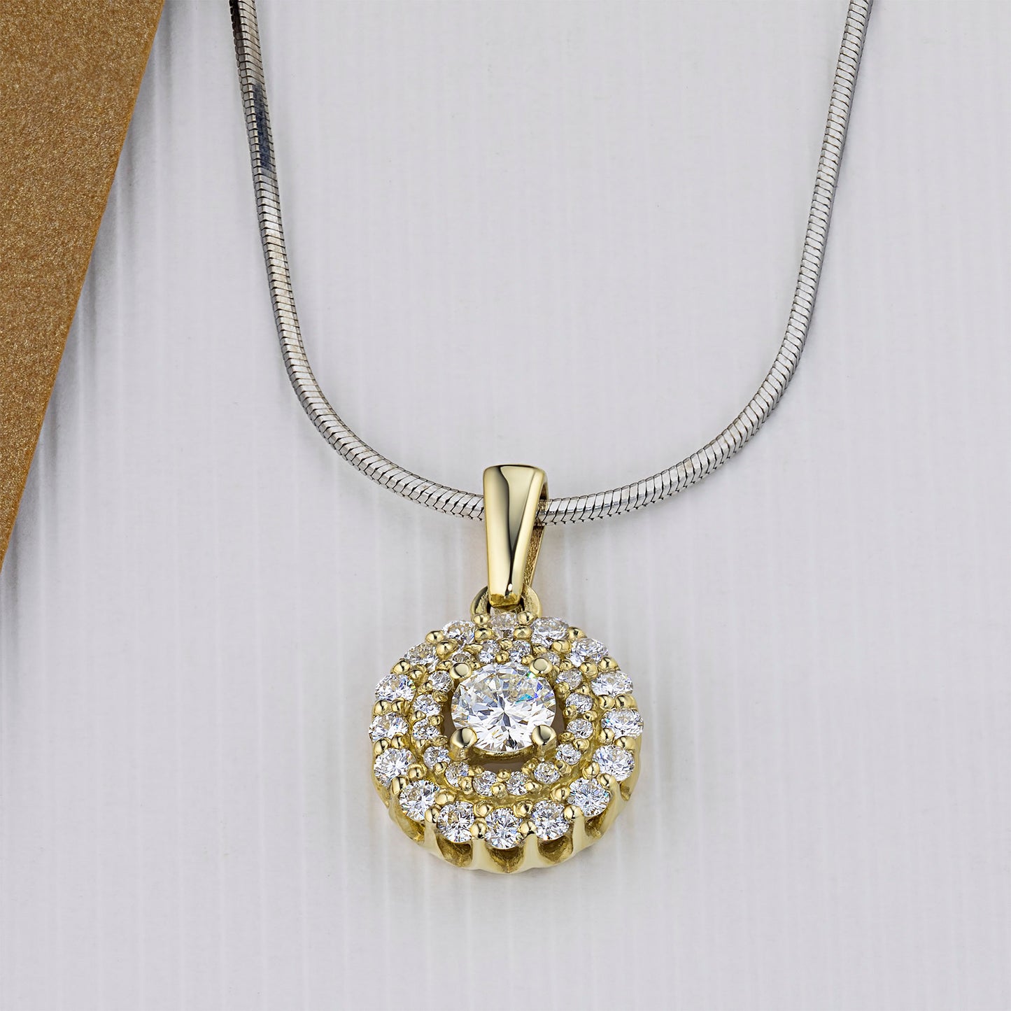 14K Yellow Gold Pendant with Lab-Created Diamonds