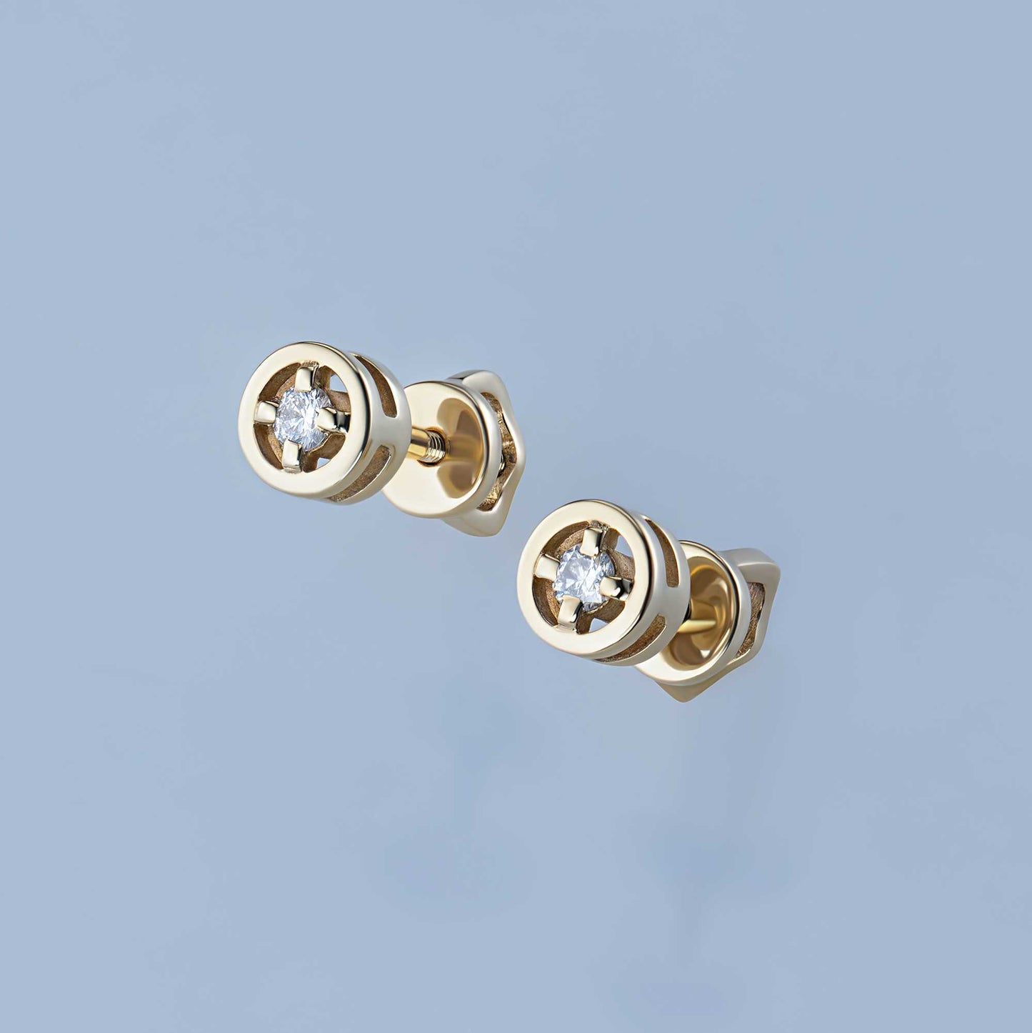 14K Yellow Gold Earring Studs with Lab-Created Diamonds 0.120 CT.TW
