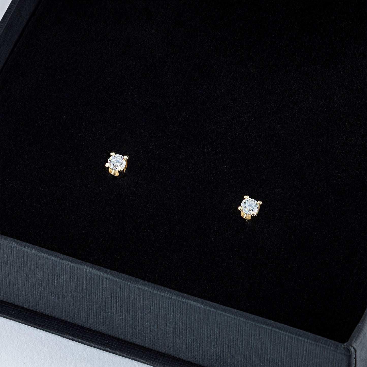 14K Yellow Gold Earring Studs with Lab-Created Diamonds
