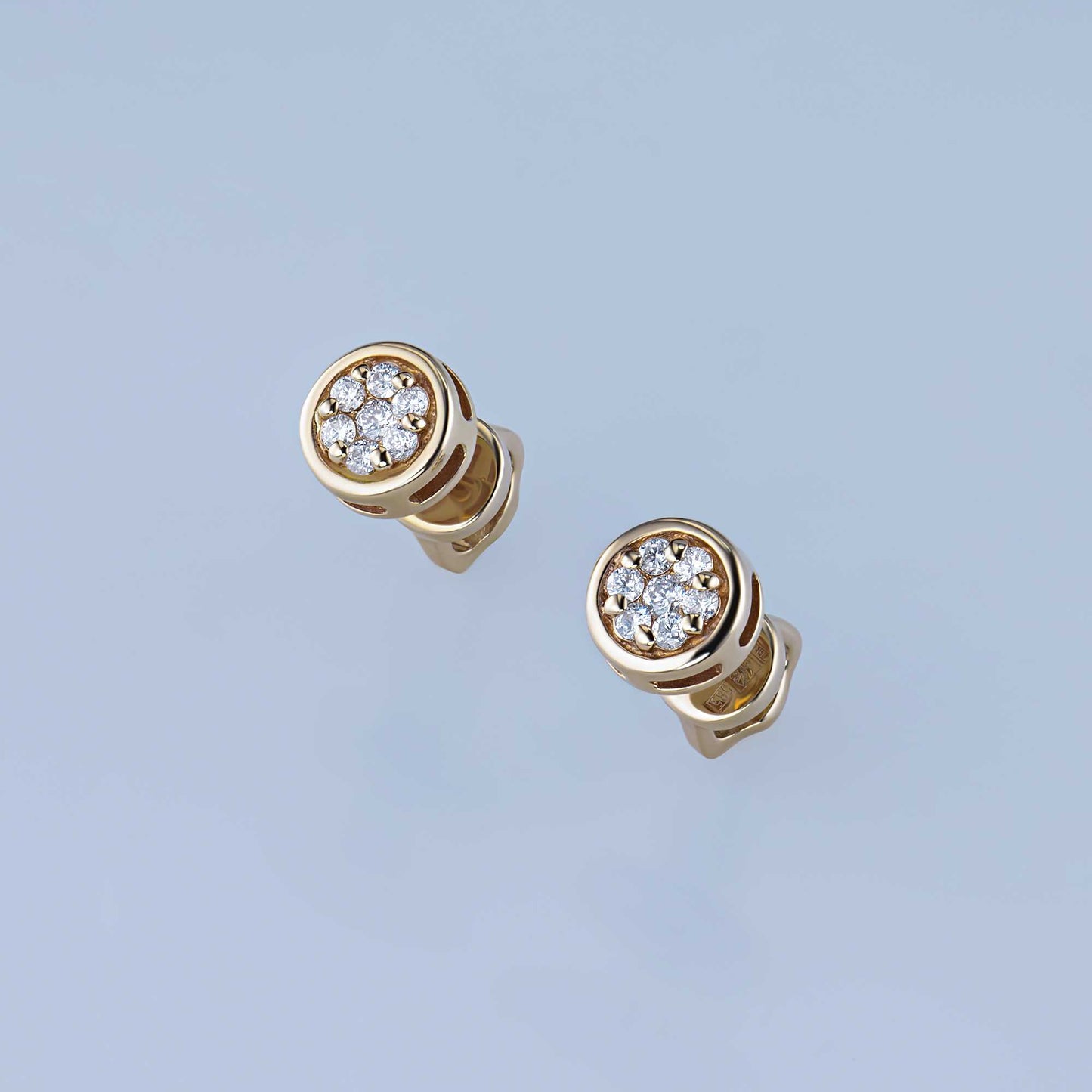 14K Yellow Gold Earring Studs with Lab-Created Diamonds