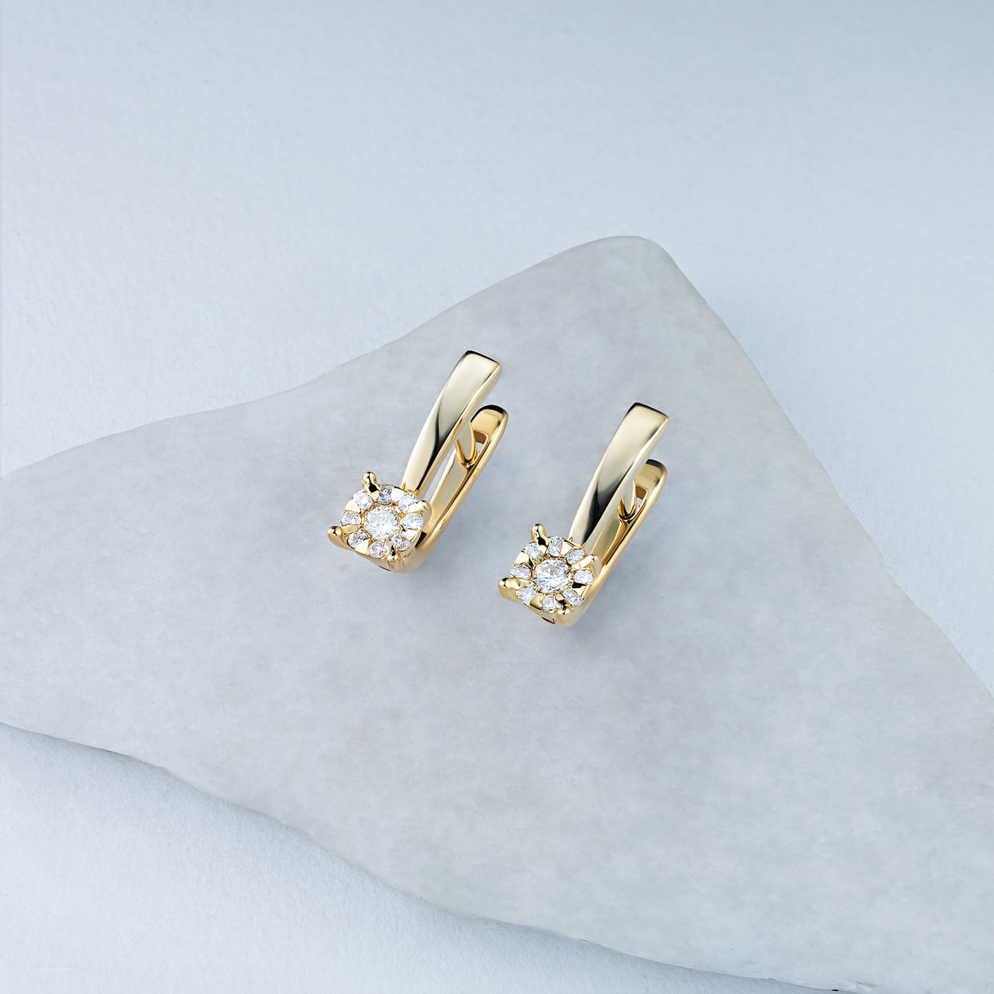 14K Yellow Gold Earrings with Lab-Created Diamonds