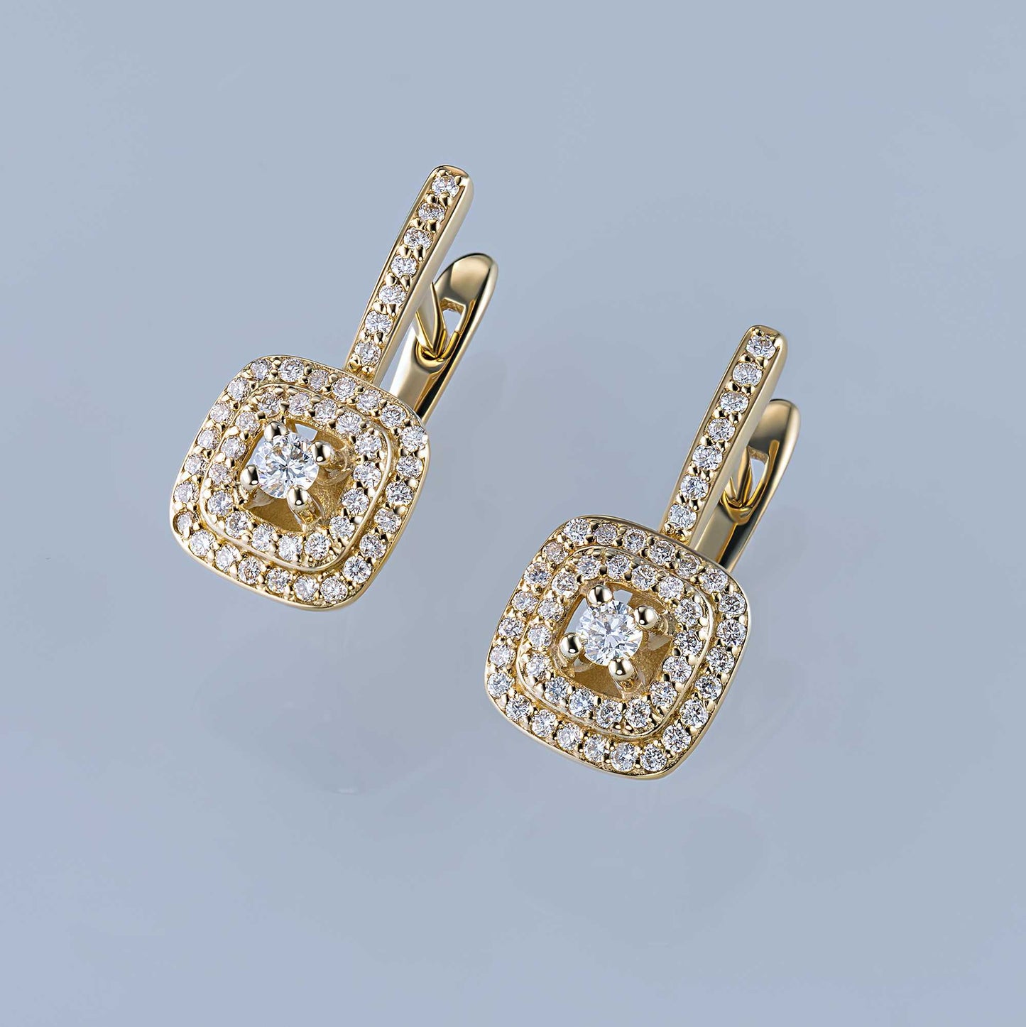 14K Yellow Gold Earrings with Lab-Created Diamonds