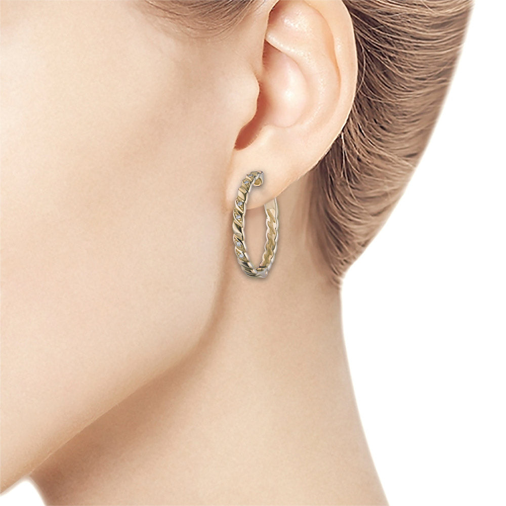 14K Yellow Gold Earrings with Lab-Created Diamonds 0.070 CT.TW