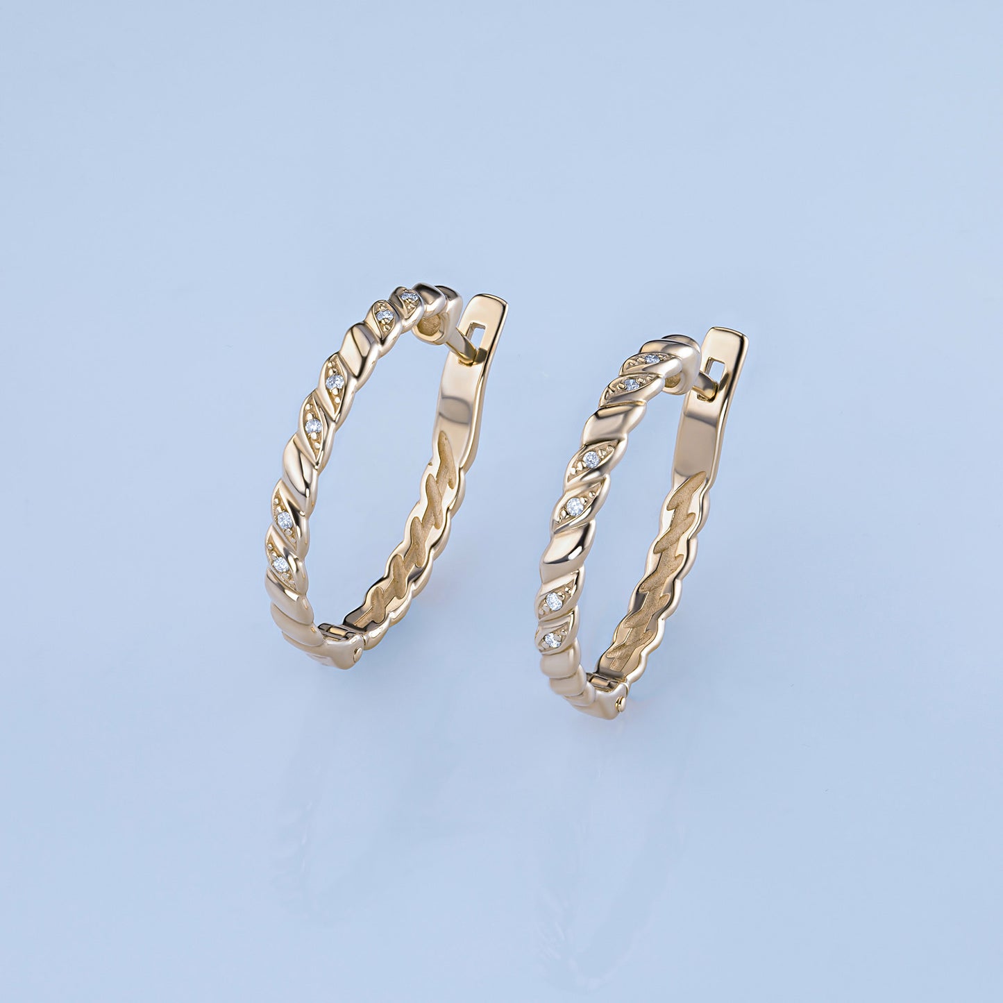 14K Yellow Gold Earrings with Lab-Created Diamonds