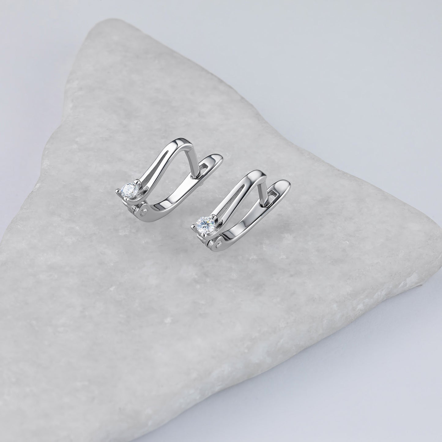 Sterling Silver Earrings with Lab-Created Diamonds
