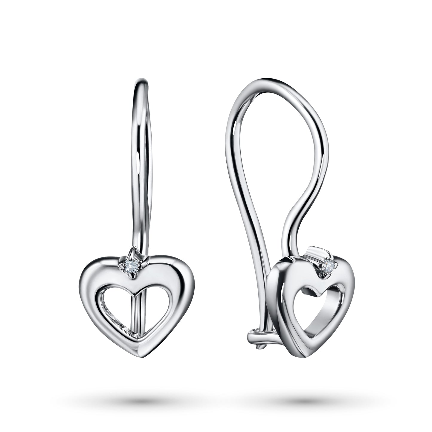 Sterling Silver Earrings with Lab-Created Diamonds 0.020 CT.TW
