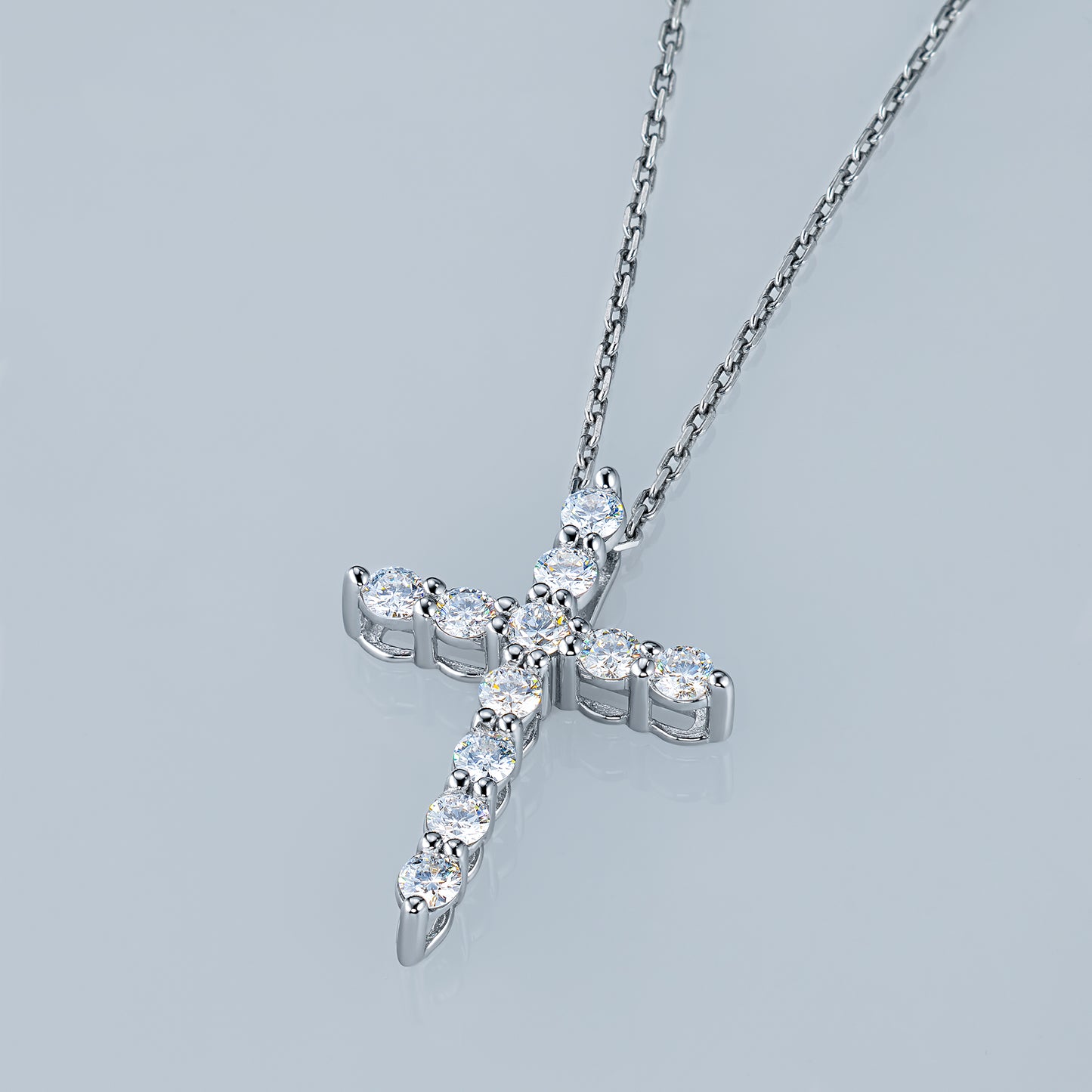 14K White Gold Pendant with Lab-Created Diamonds