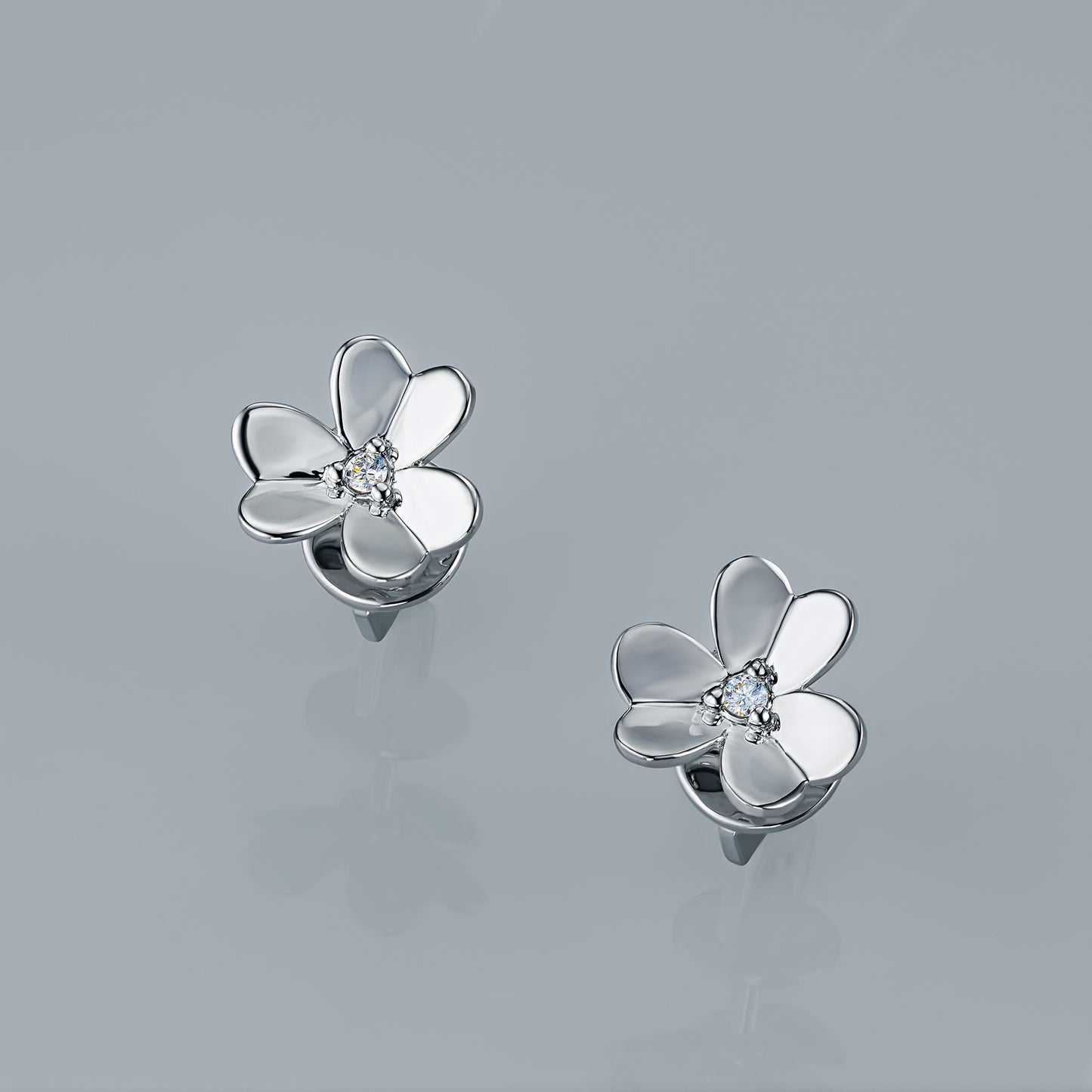 Sterling Silver Earring Studs with Lab-Created Diamonds 0.040 CT.TW