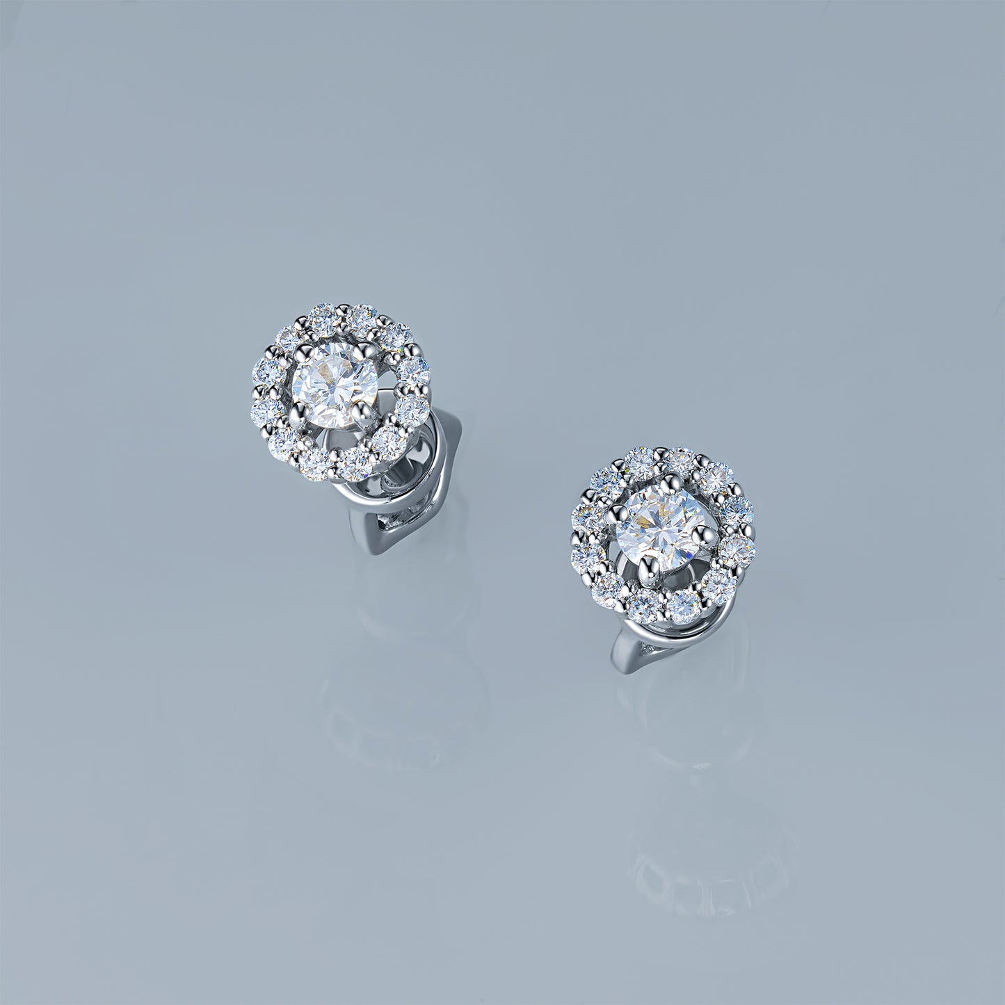 Sterling Silver Earring Studs with Lab-Created Diamonds