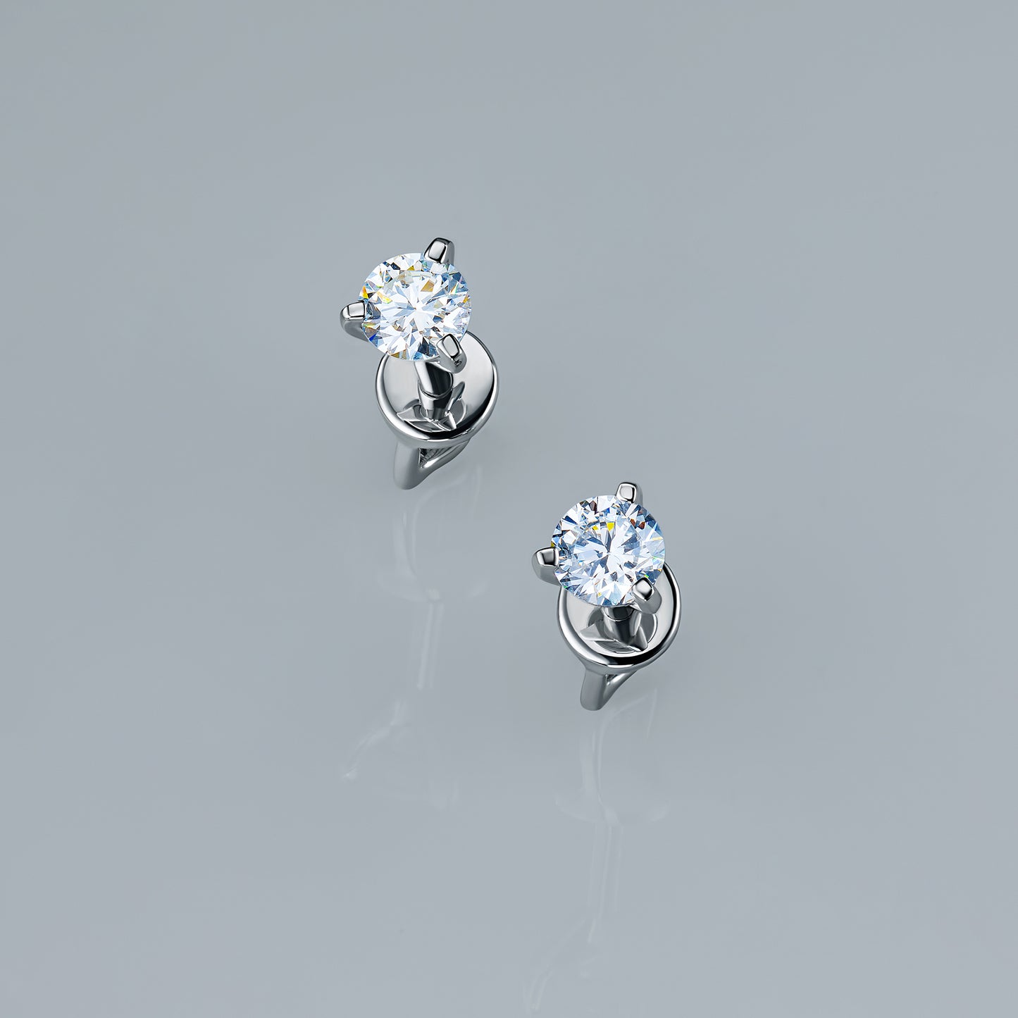 Sterling Silver Earring Studs with Lab-Created Diamonds 0.550 CT.TW