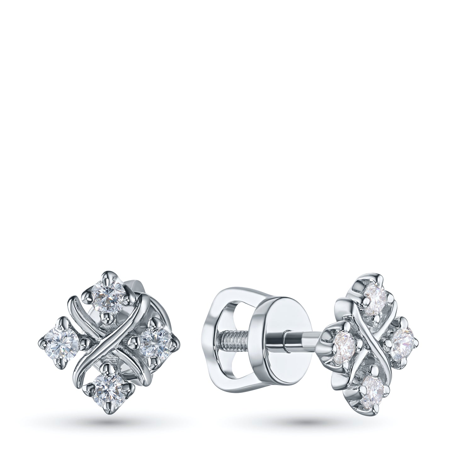 Sterling Silver Earring Studs with Lab-Created Diamonds 0.280 CT.TW
