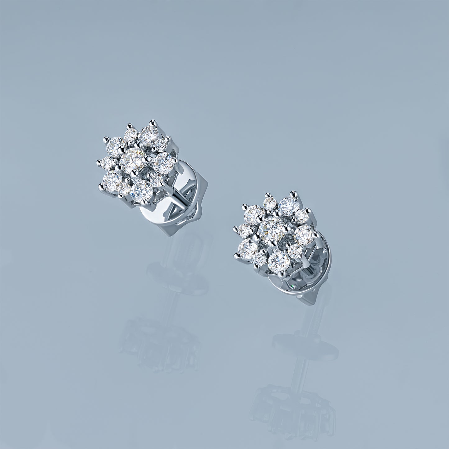 Sterling Silver Earring Studs with Lab-Created Diamonds 0.500 CT.TW