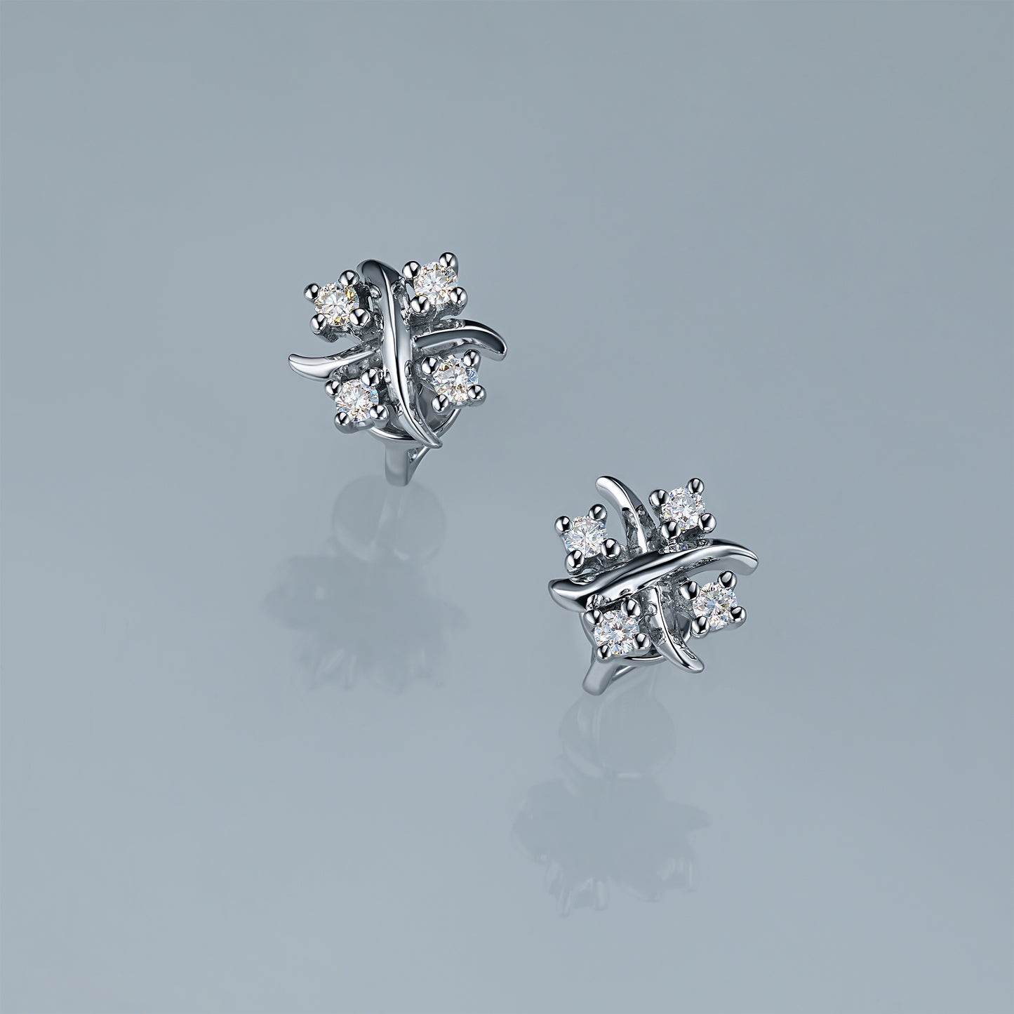 Sterling Silver Earring Studs with Lab-Created Diamonds 0.100 CT.TW