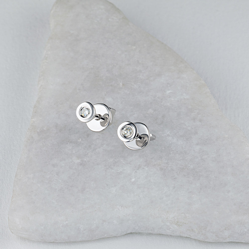 Sterling Silver Earring Studs with Lab-Created Diamonds 0.120 CT.TW