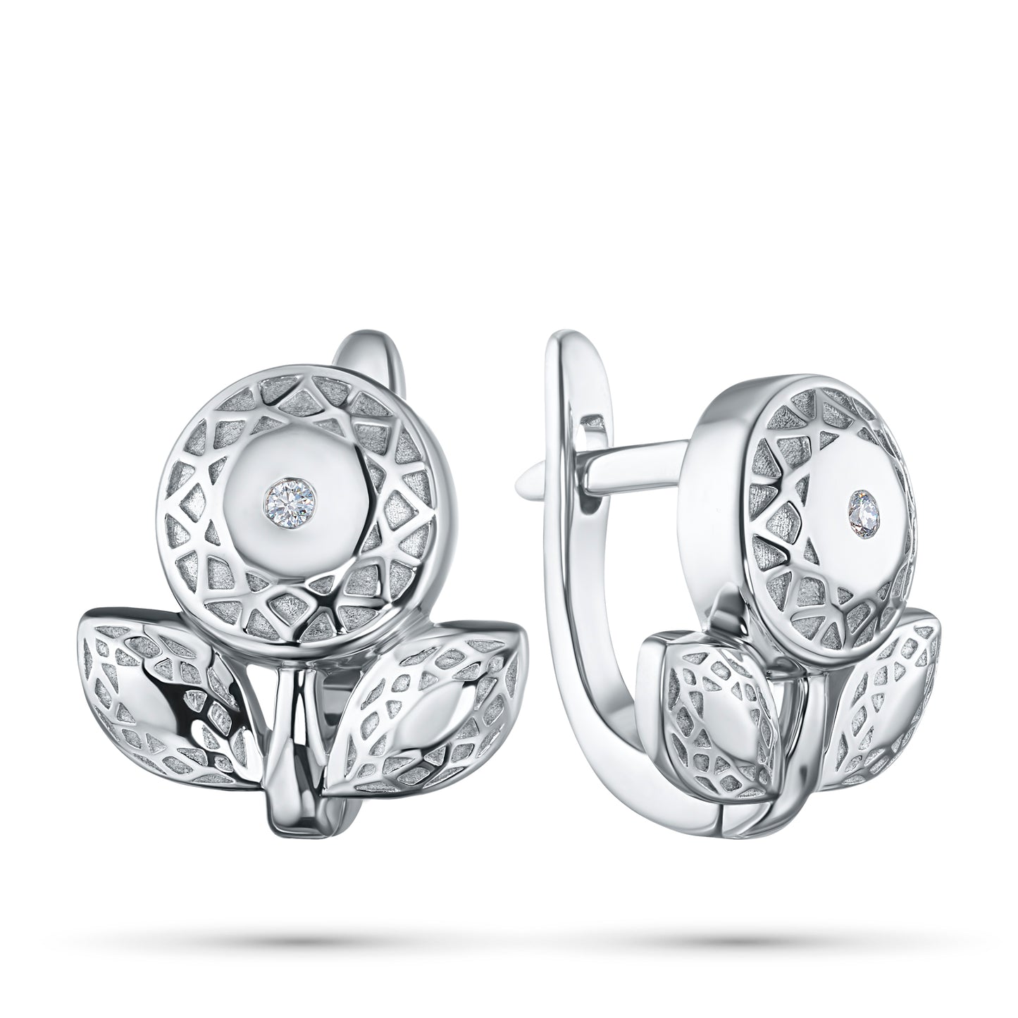 Sterling Silver Earrings with Lab-Created Diamonds 0.020 CT.TW