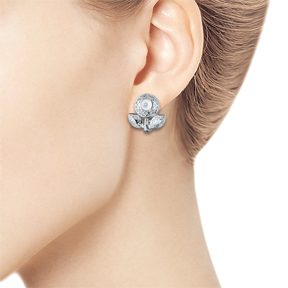Sterling Silver Earrings with Lab-Created Diamonds 0.020 CT.TW
