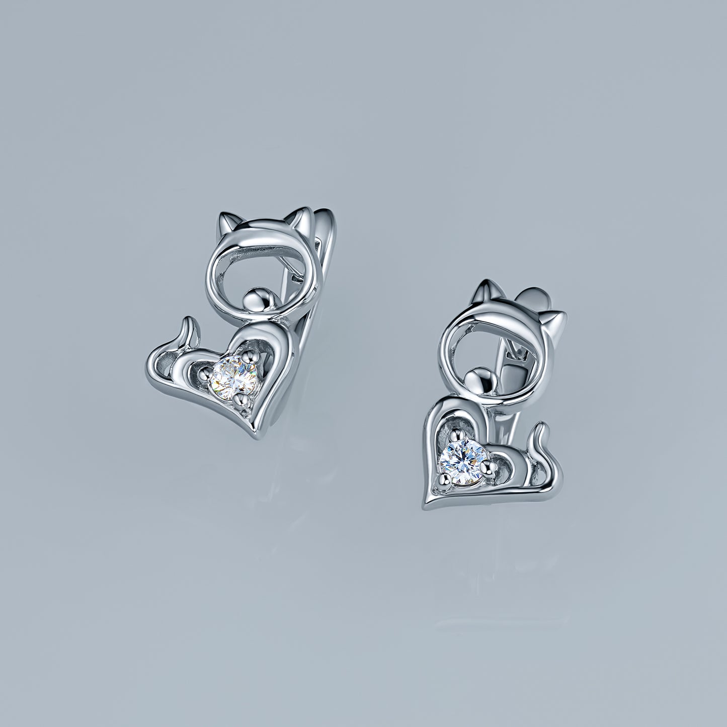 Sterling Silver Earrings with Lab-Created Diamonds 0.070 CT.TW