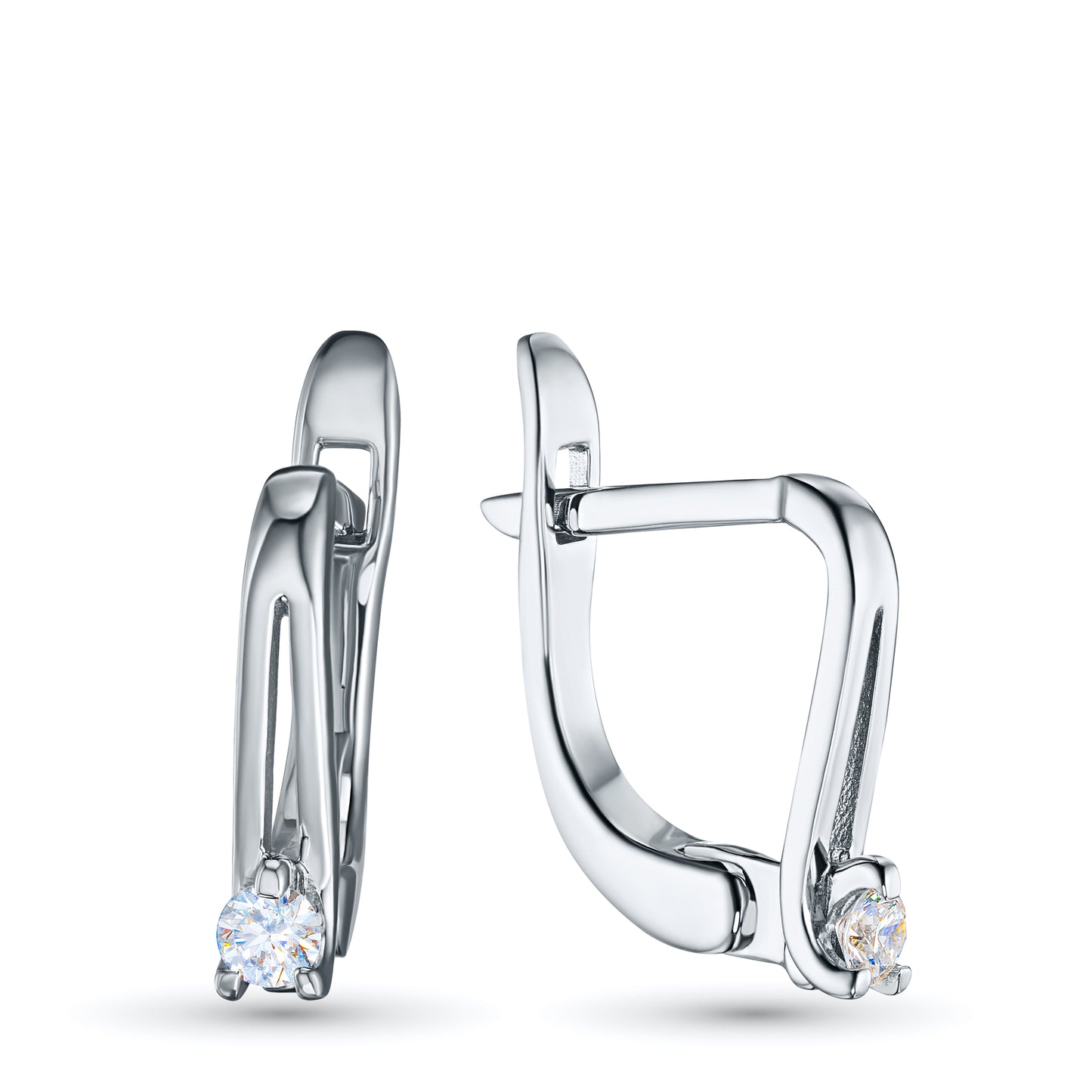Sterling Silver Earrings with Lab-Created Diamonds 0.120 CT.TW