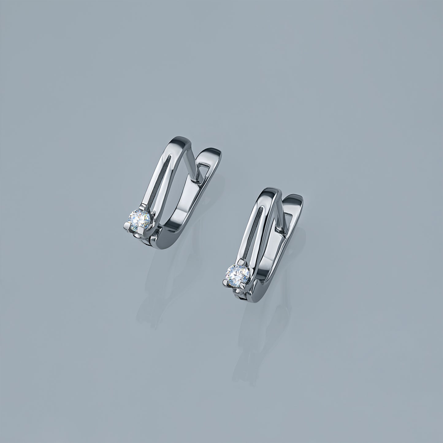 Sterling Silver Earrings with Lab-Created Diamonds 0.120 CT.TW