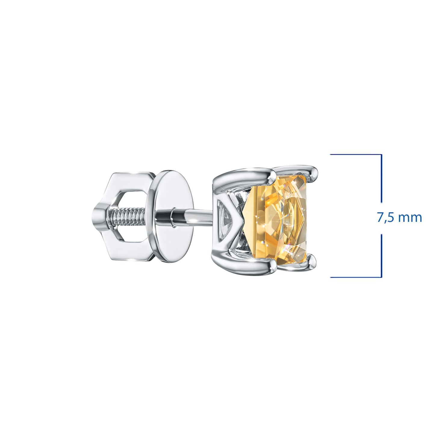 Sterling Silver Earring Studs with Citrine 2.240 CT.TW