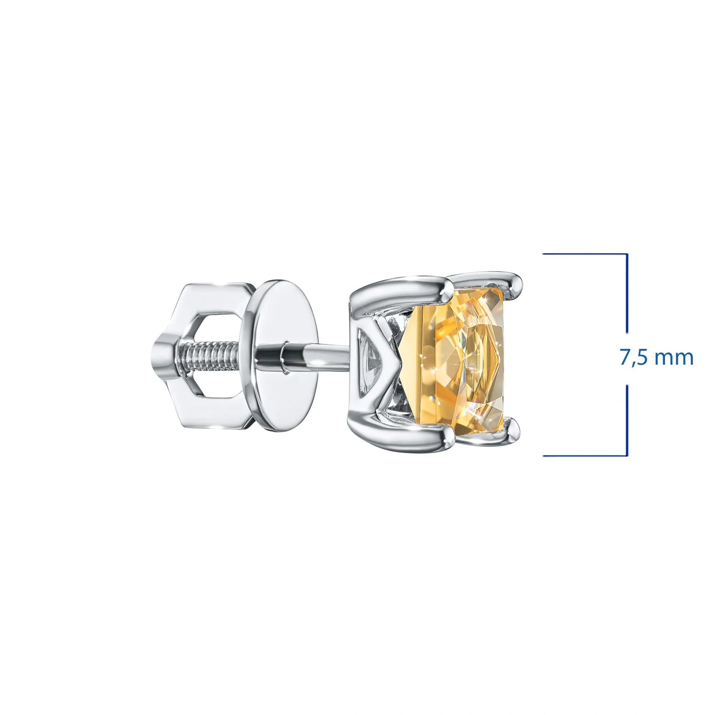 Sterling Silver Earring Studs with Citrine 2.240 CT.TW