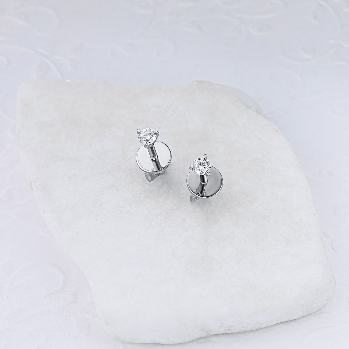 14K White Gold Earring Studs with Lab-Created Diamonds 0.690 CT.TW
