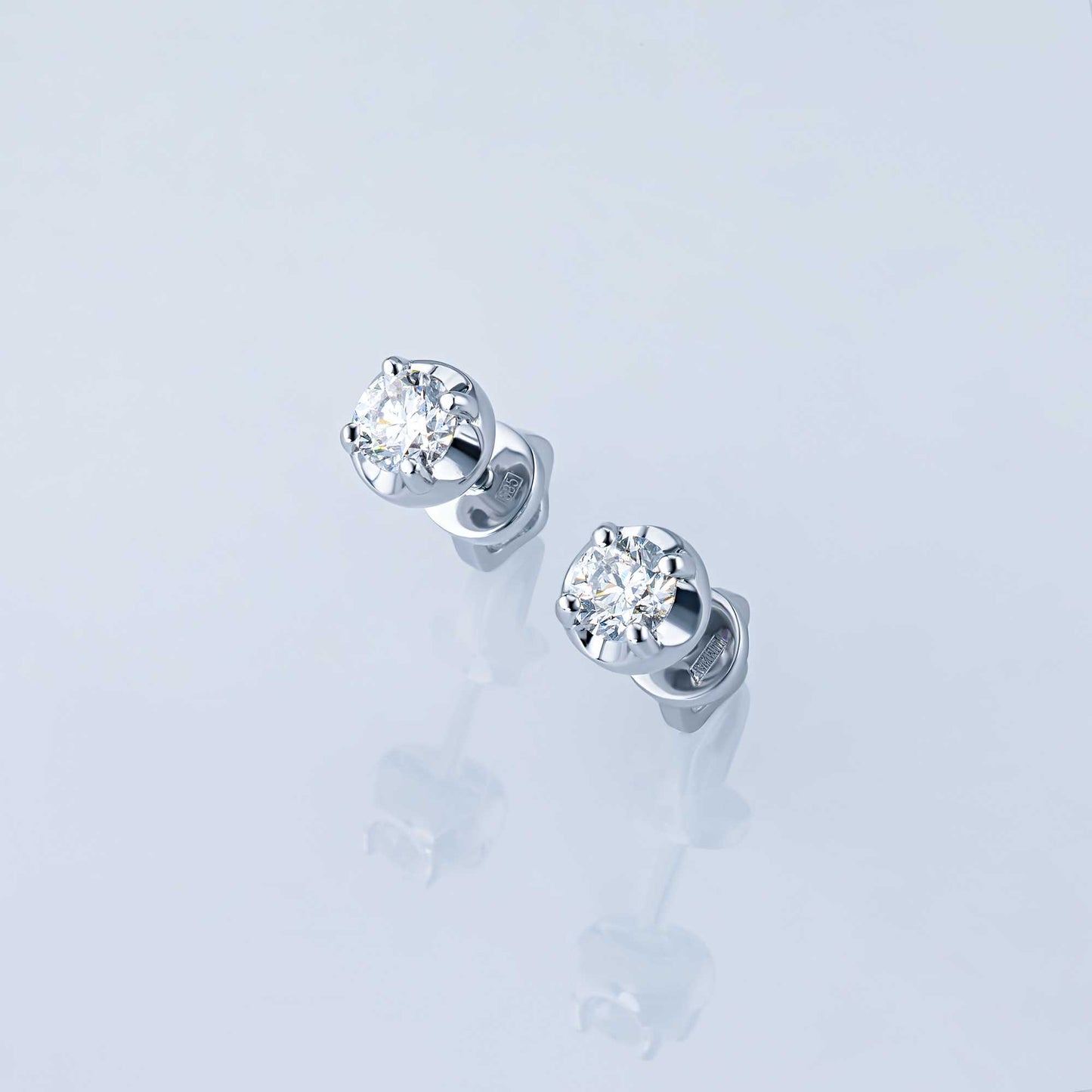 Sterling Silver Earring Studs with Lab-Created Diamonds 0.550 CT.TW