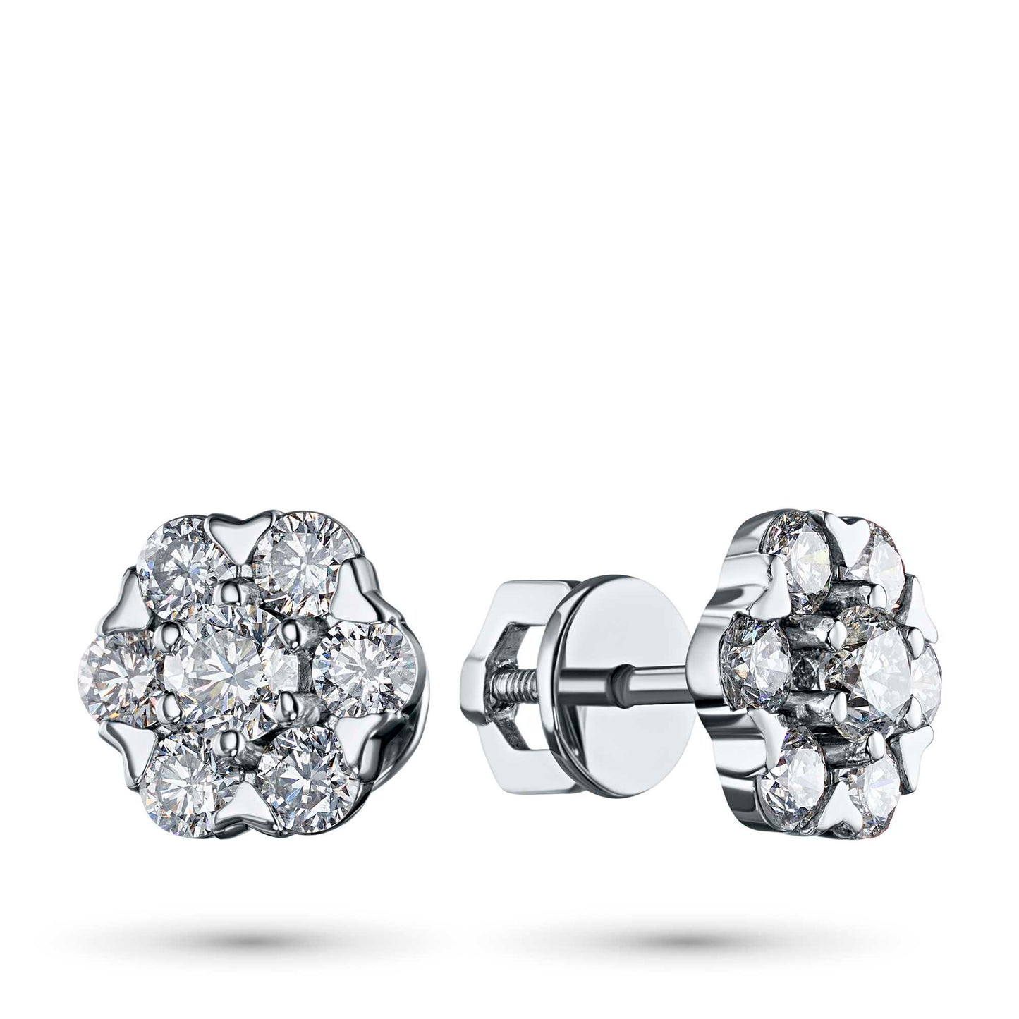 14K White Gold Earring Studs with Lab-Created Diamonds 1.980 CT.TW