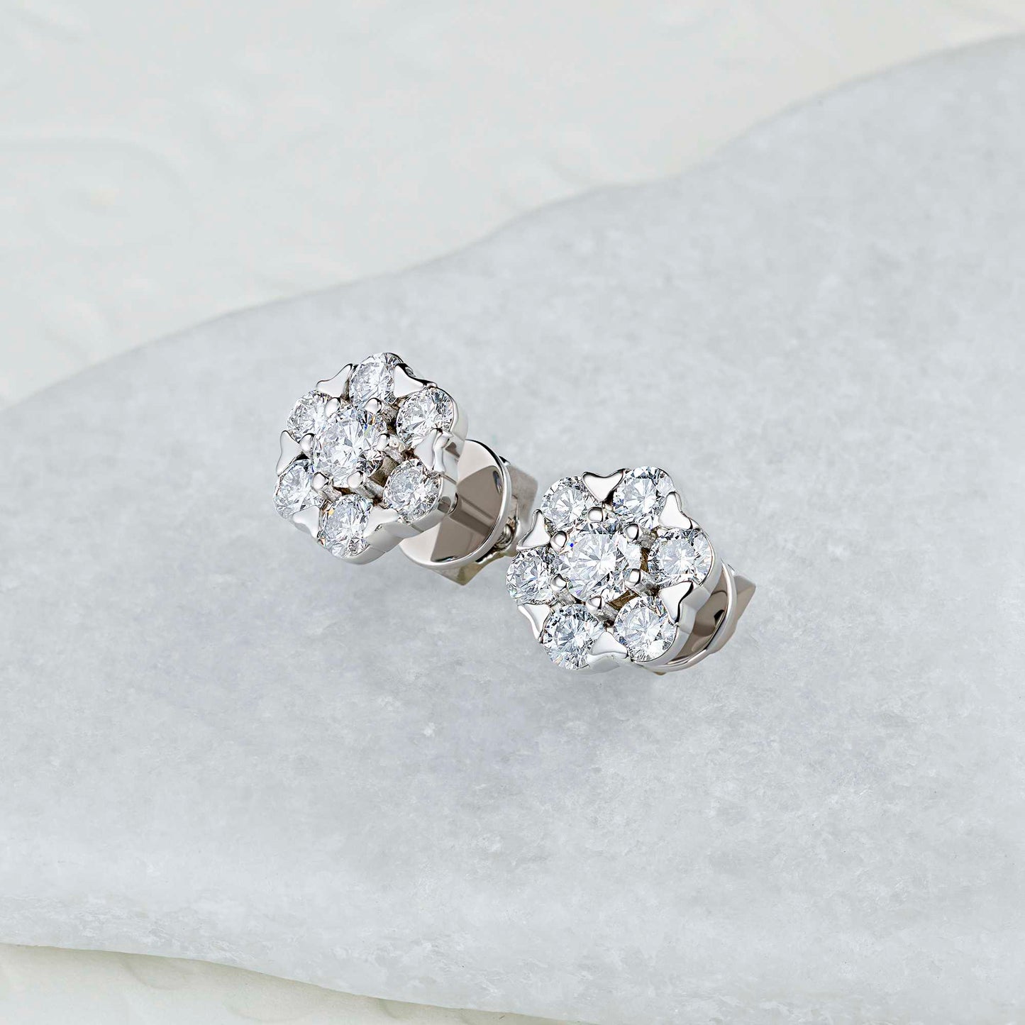 14K White Gold Earring Studs with Lab-Created Diamonds 1.980 CT.TW