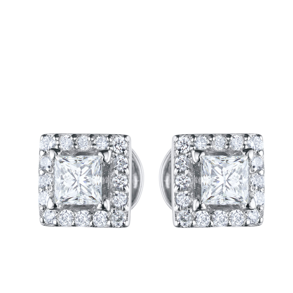 14K White Gold Earring Studs with Ruby grace and Lab-Created Diamonds 0.560 CT.TW