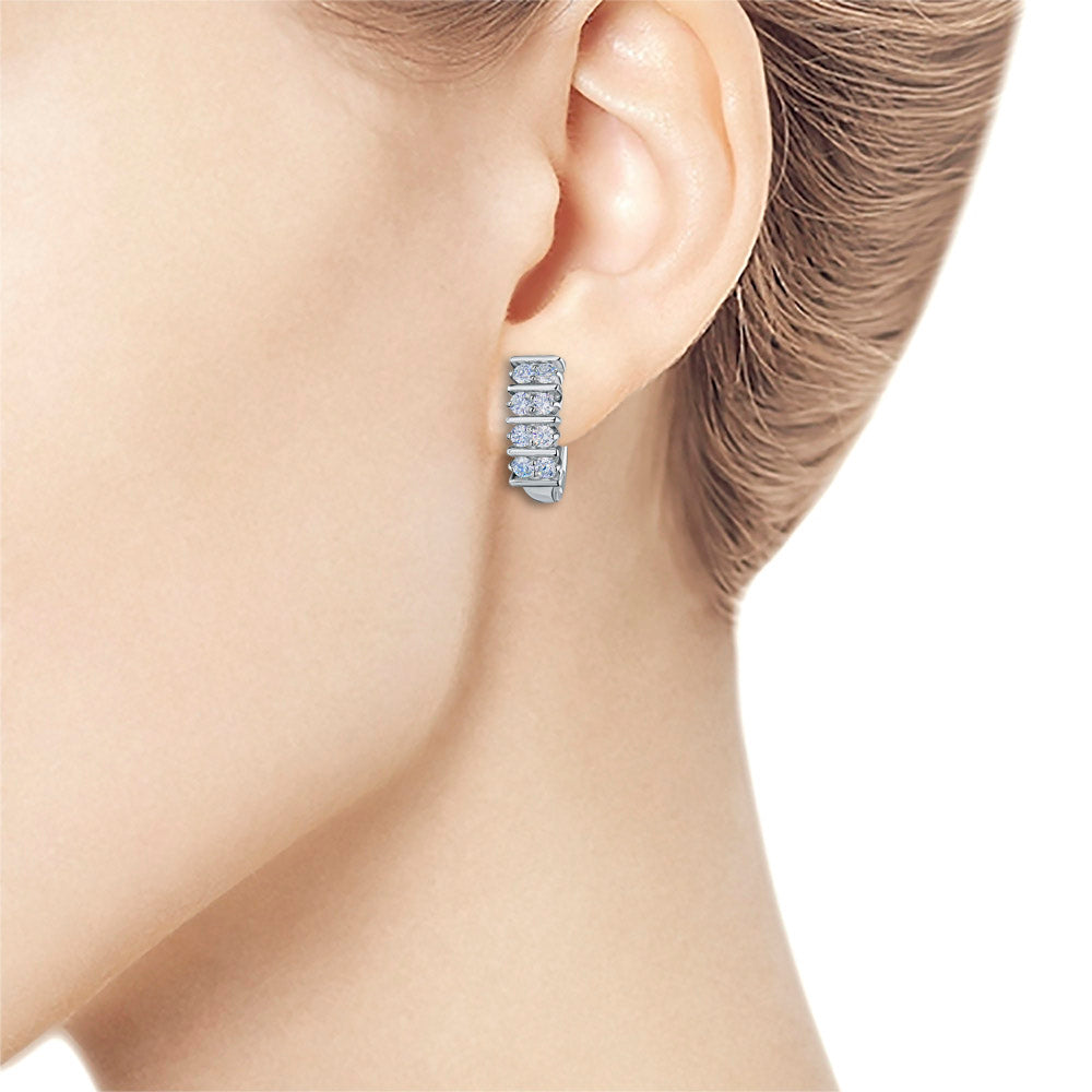 14K White Gold Earrings with Lab-Created Diamonds 0.710 CT.TW