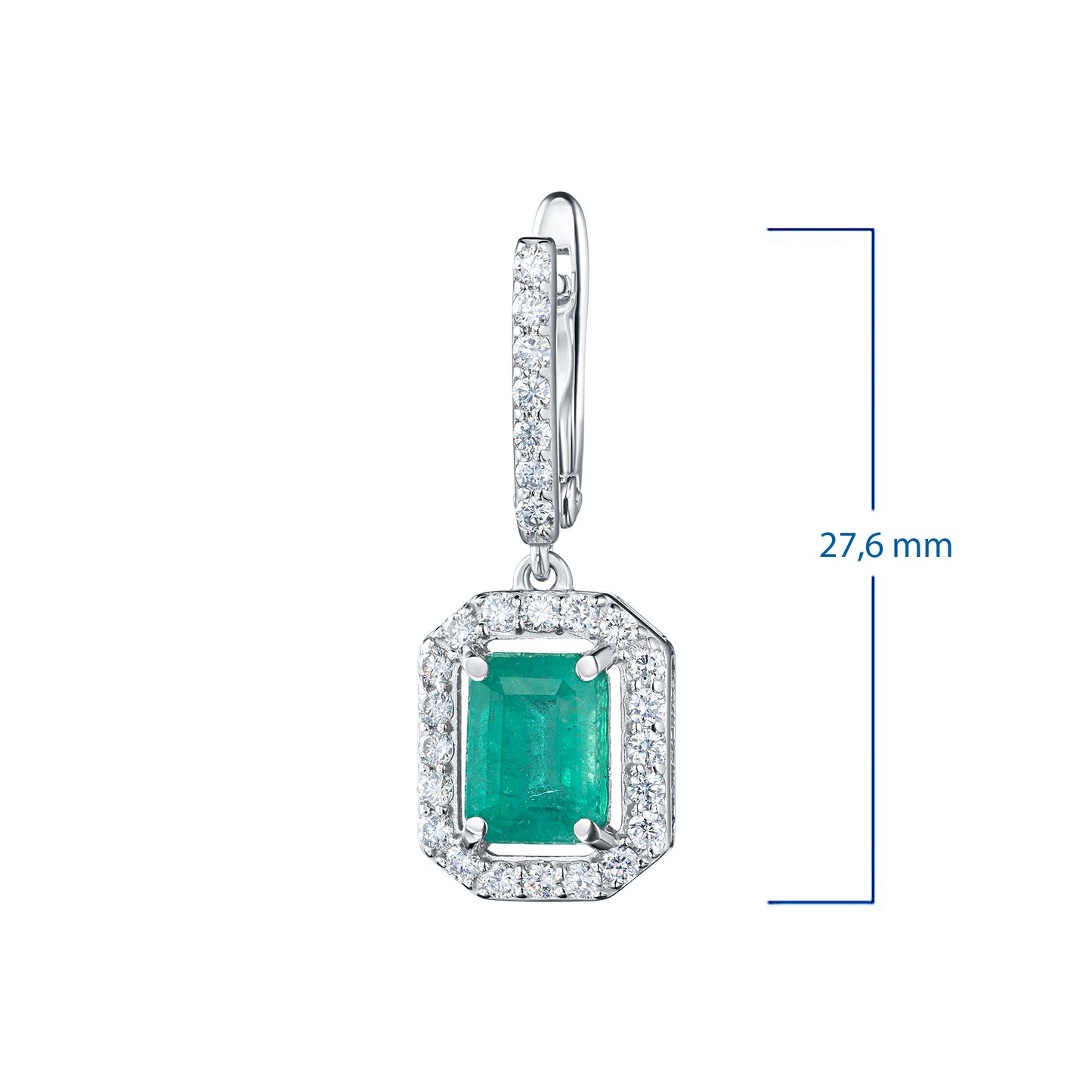 14K White Gold Earrings with Chrome diopside and Lab-Created Diamonds 9.370 CT.TW