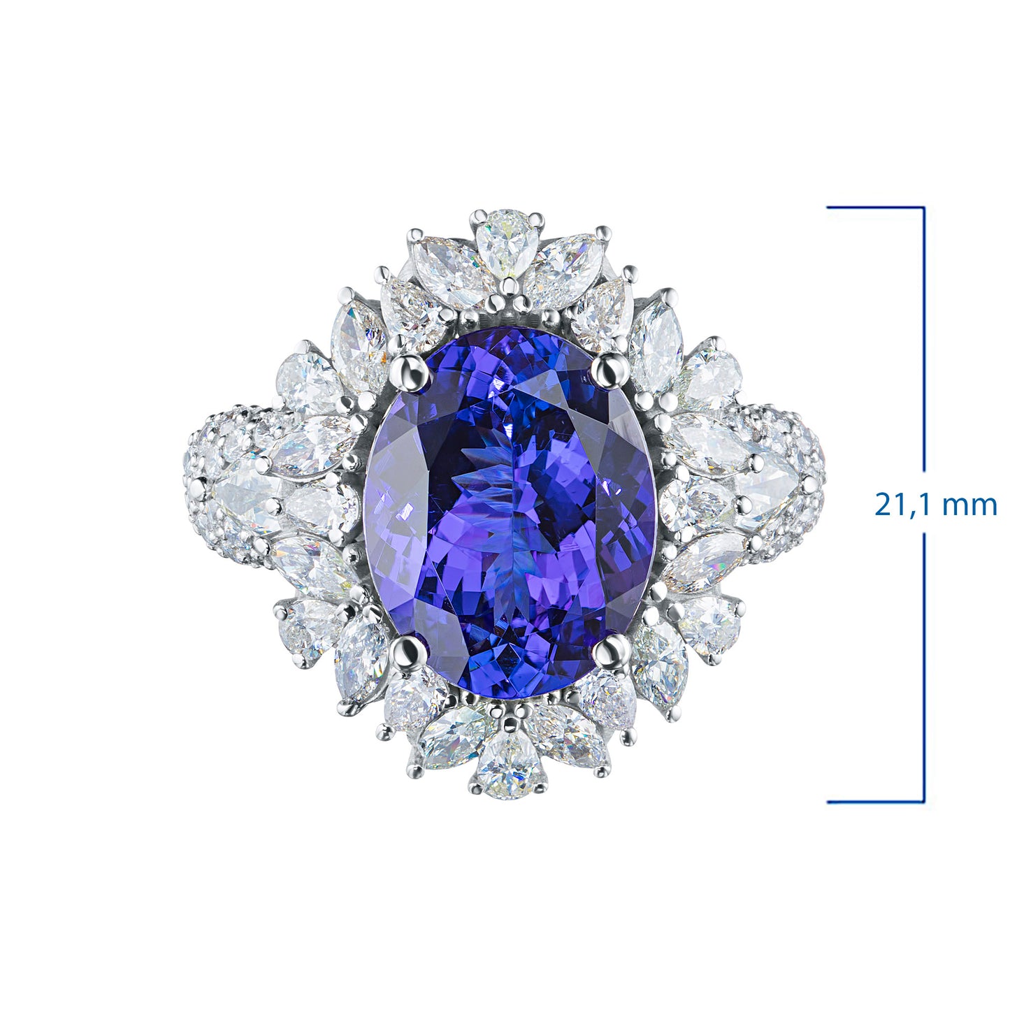 14K White Gold Ring with Sapphire and Lab-Created Diamonds 8.230 CT.TW