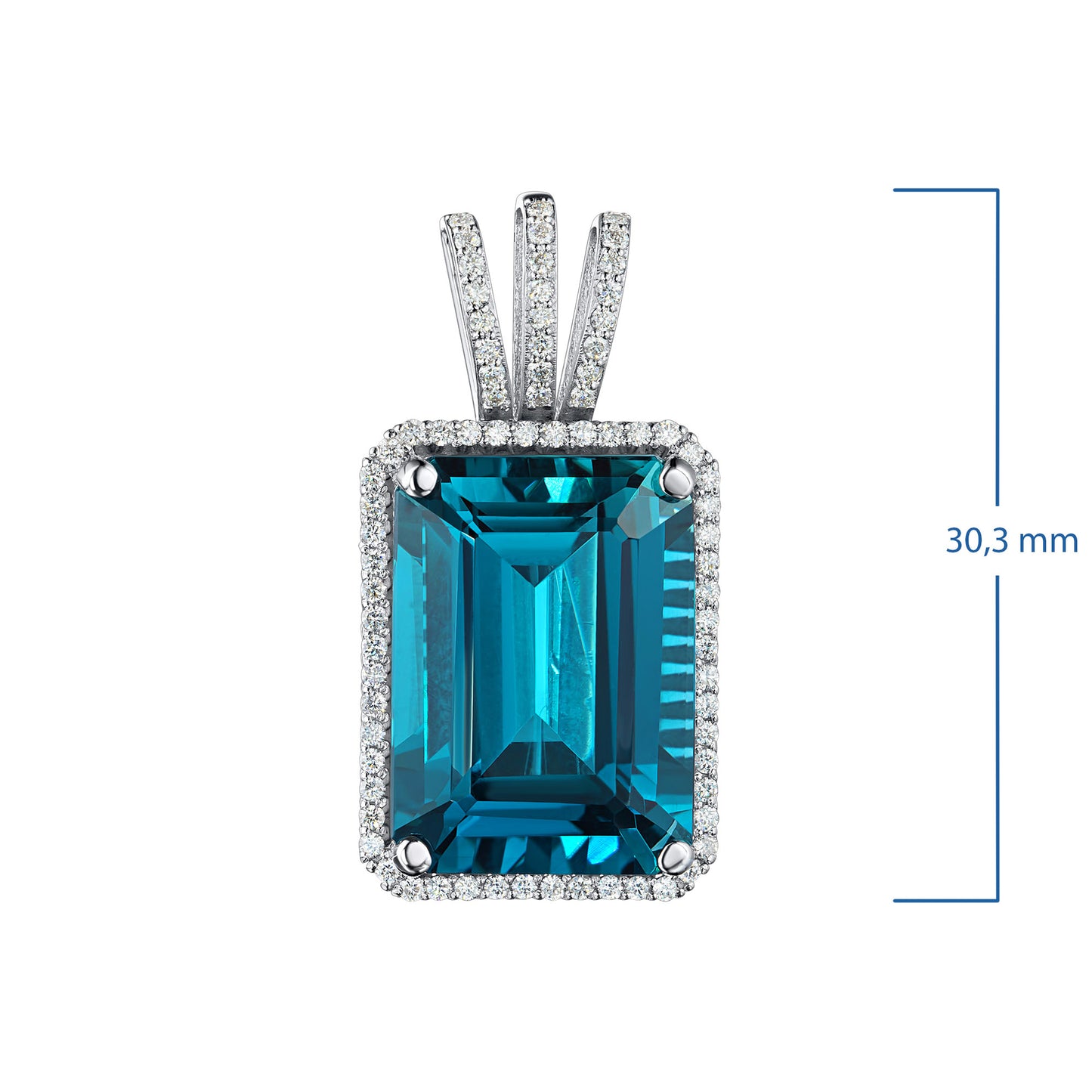 14K White Gold Pendant with Topaz and Lab-Created Diamonds 13.940 CT.TW