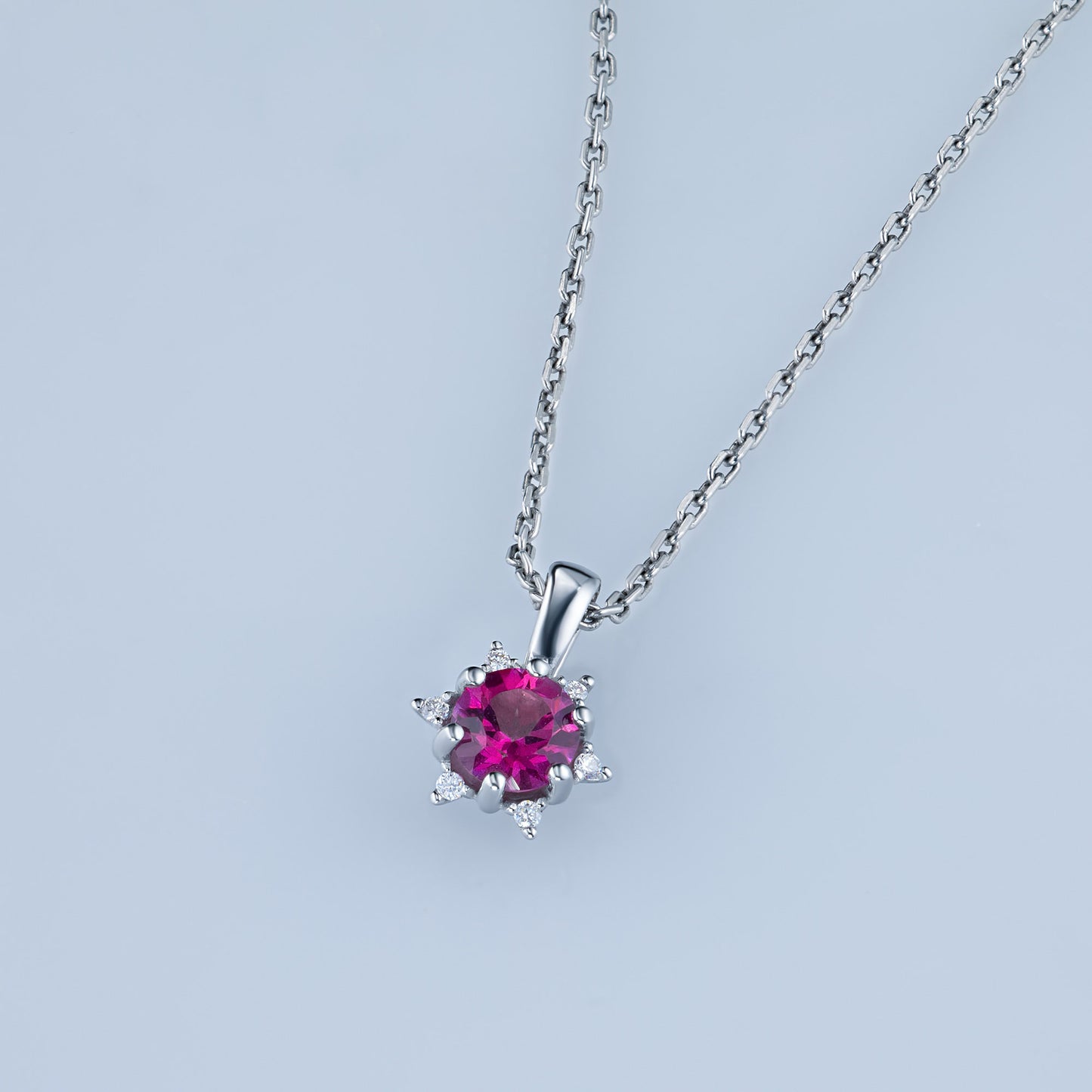 14K White Gold Pendant with Topaz and Lab-Created Diamonds
