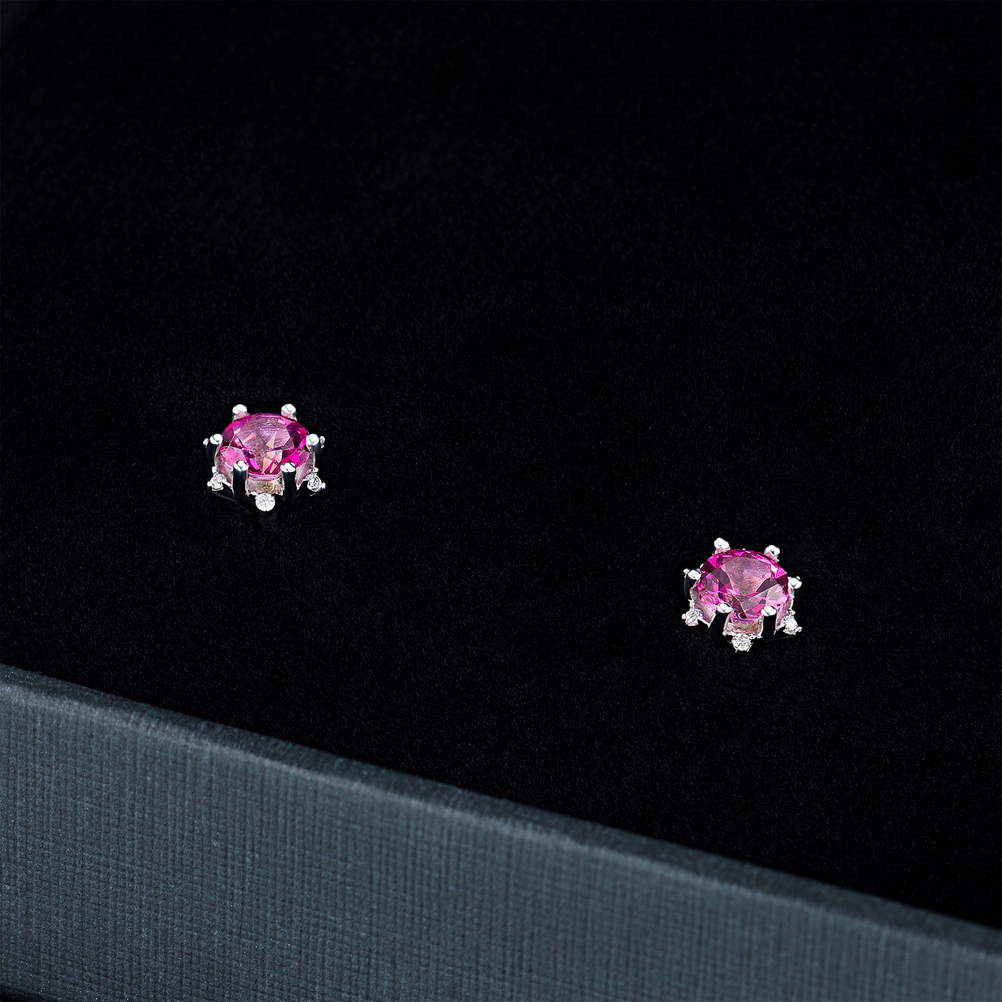 14K White Gold Earring Studs with Topaz and Lab-Created Diamonds 1.160 CT.TW