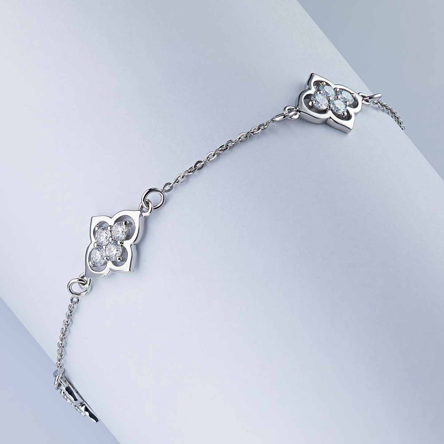 14K White Gold Bracelet with Lab-Created Diamonds