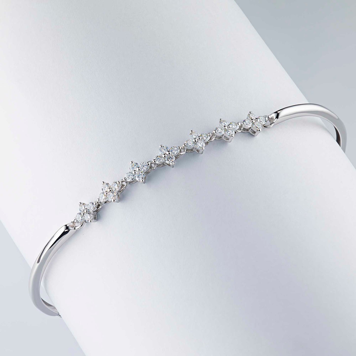 14K White Gold Bracelet with Lab-Created Diamonds