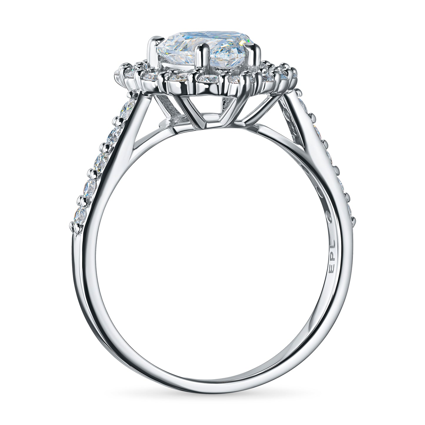 14K White Gold Ring with Sapphire and Lab-Created Diamonds