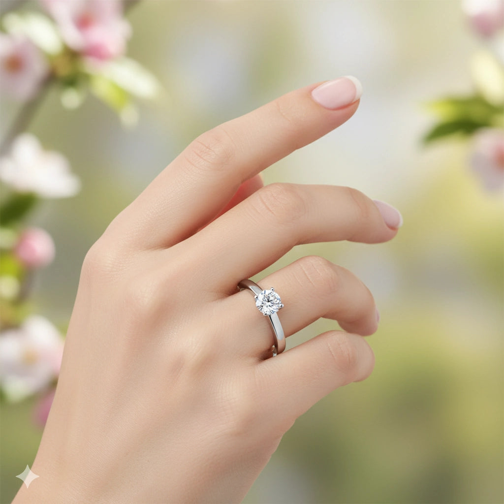 14K White Gold Ring with Lab-Created Diamonds