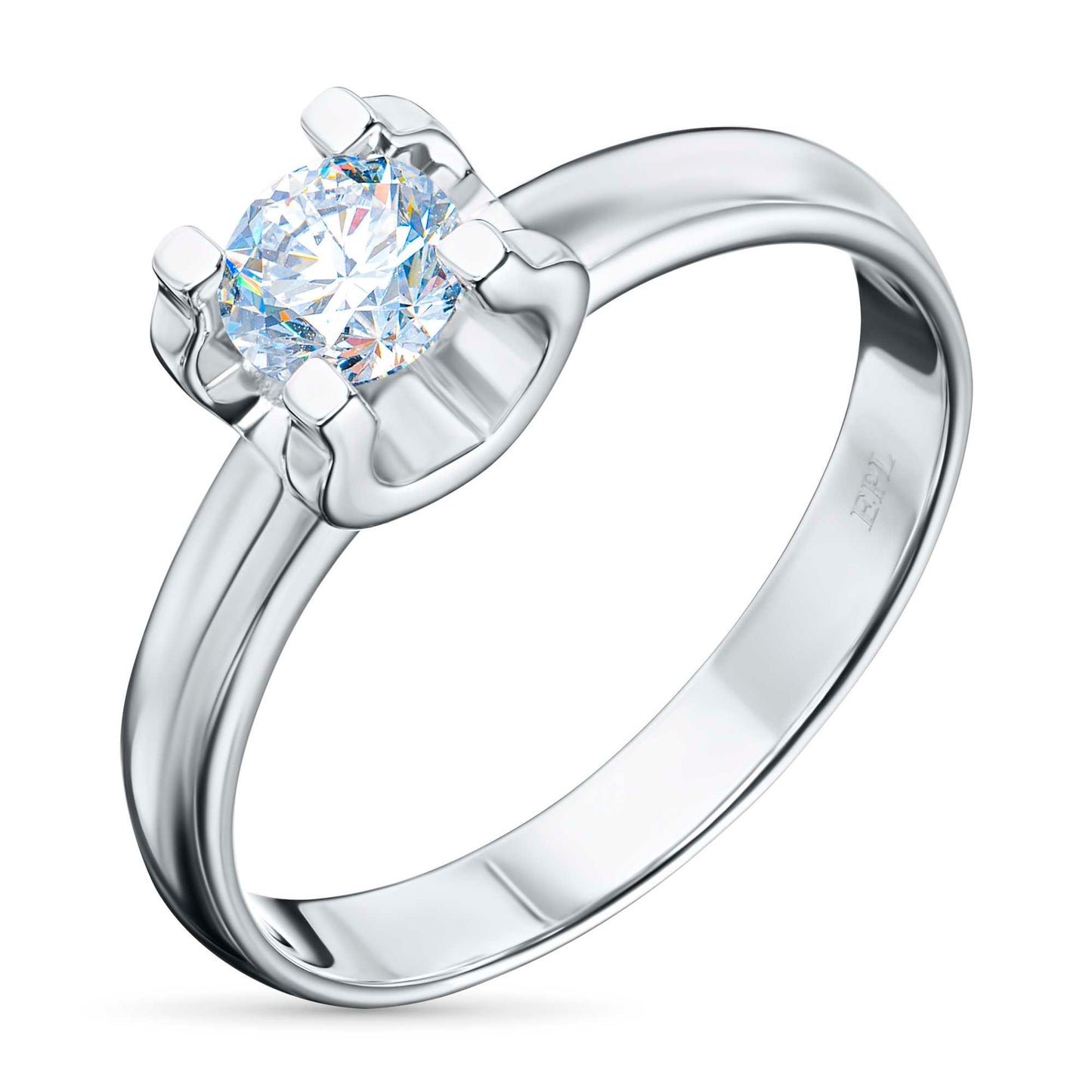 14K White Gold Ring with Lab-Created Diamonds