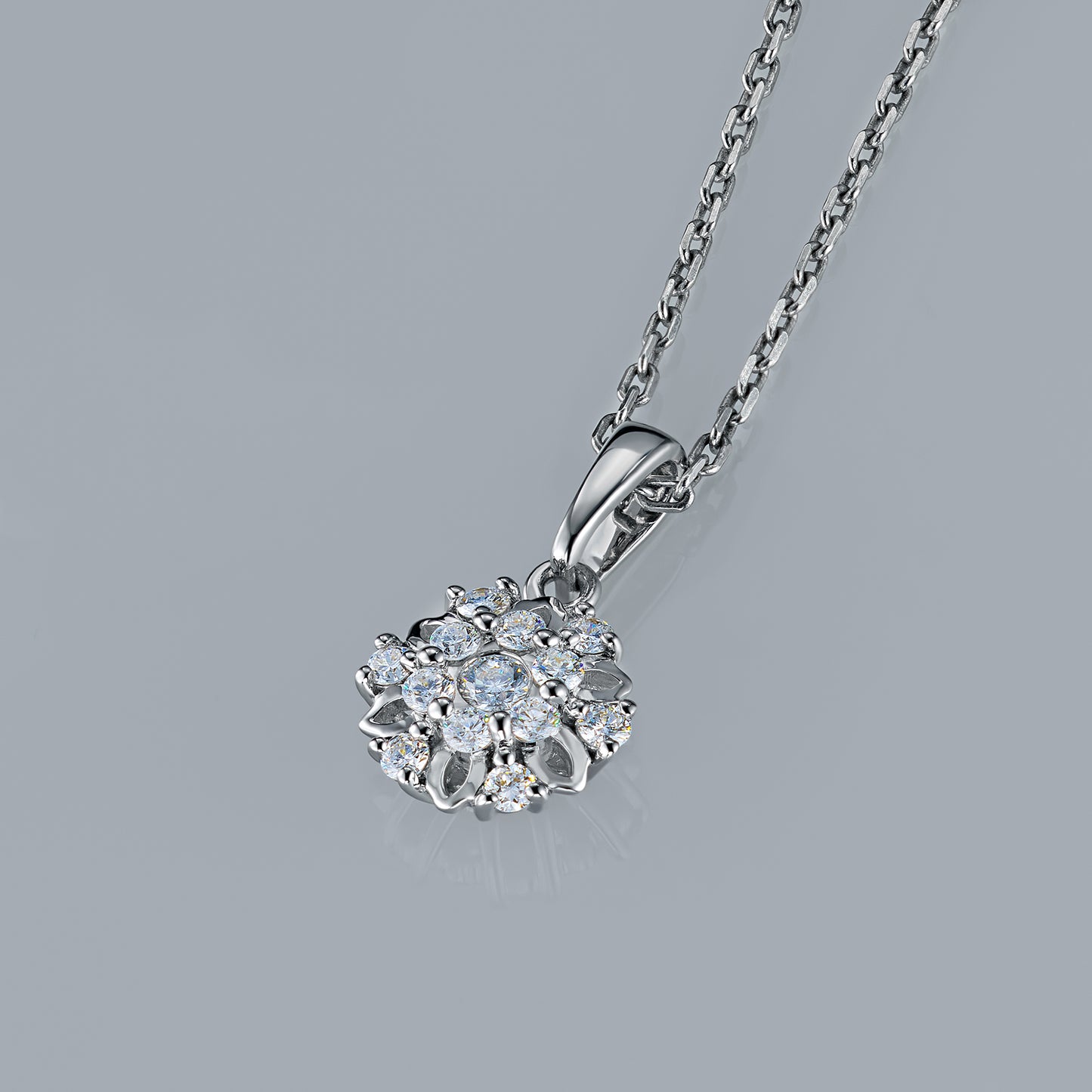 14K White Gold Pendant with Lab-Created Diamonds