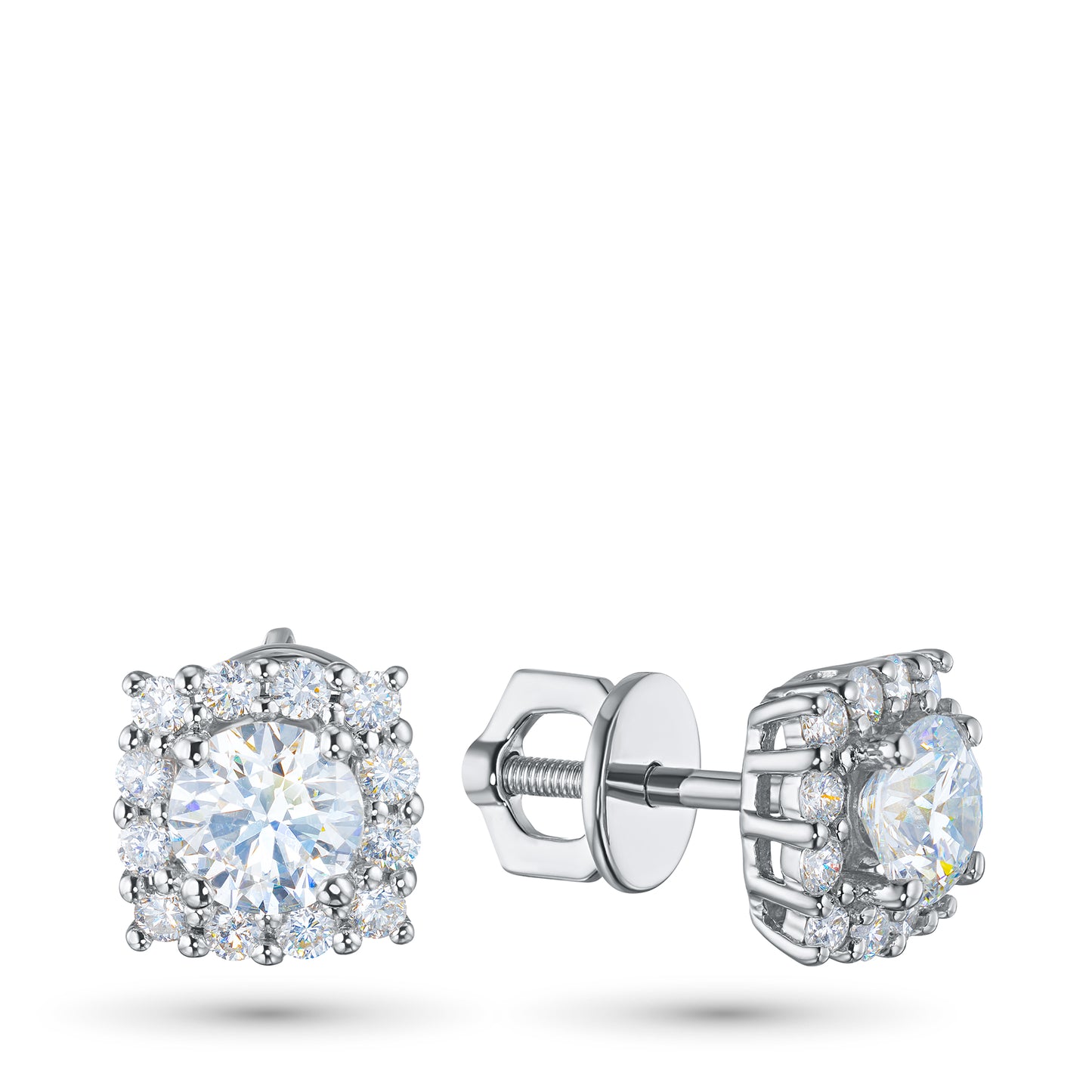 14K White Gold Earring Studs with Lab-Created Diamonds 0.920 CT.TW