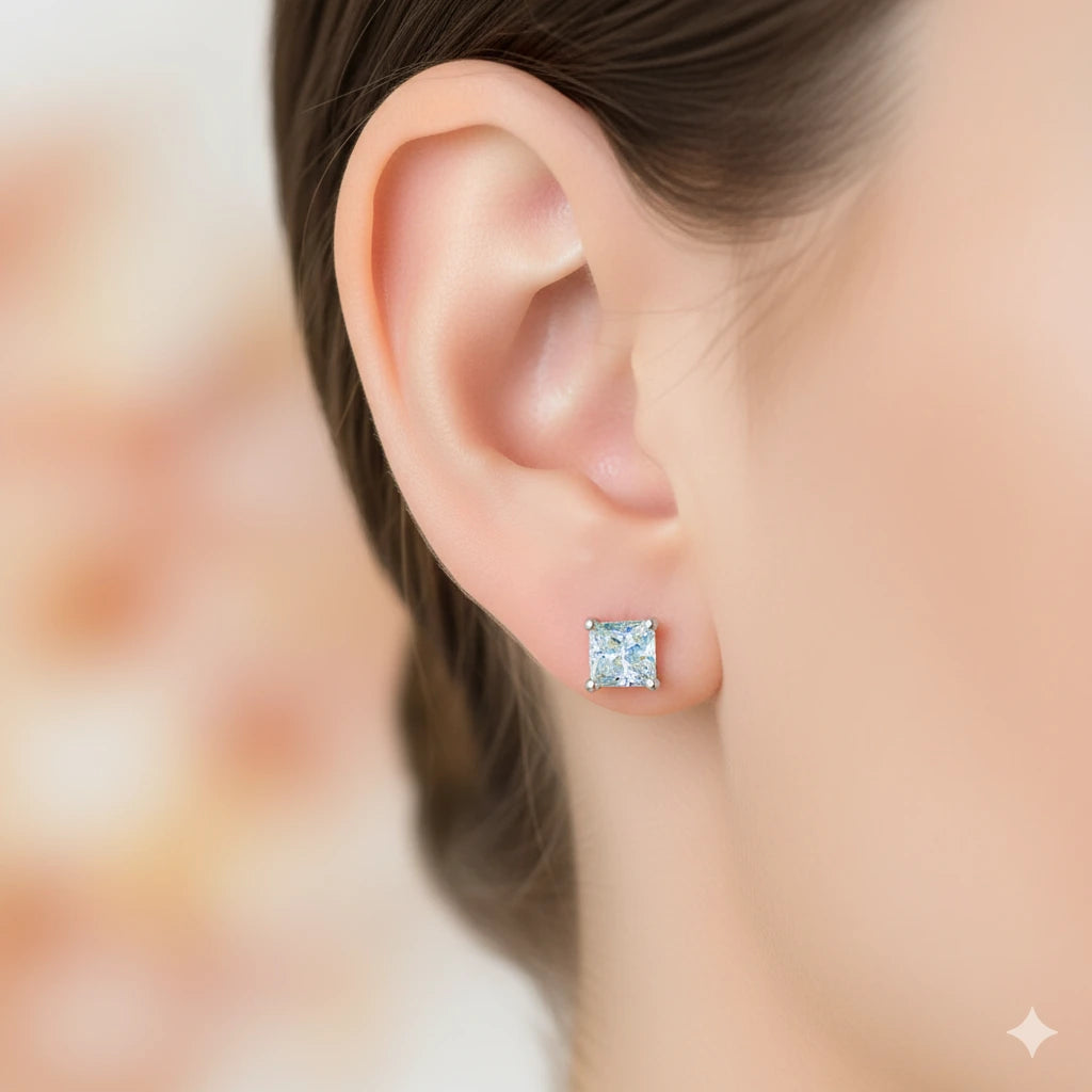 Sterling Silver Earring Studs with Topaz
