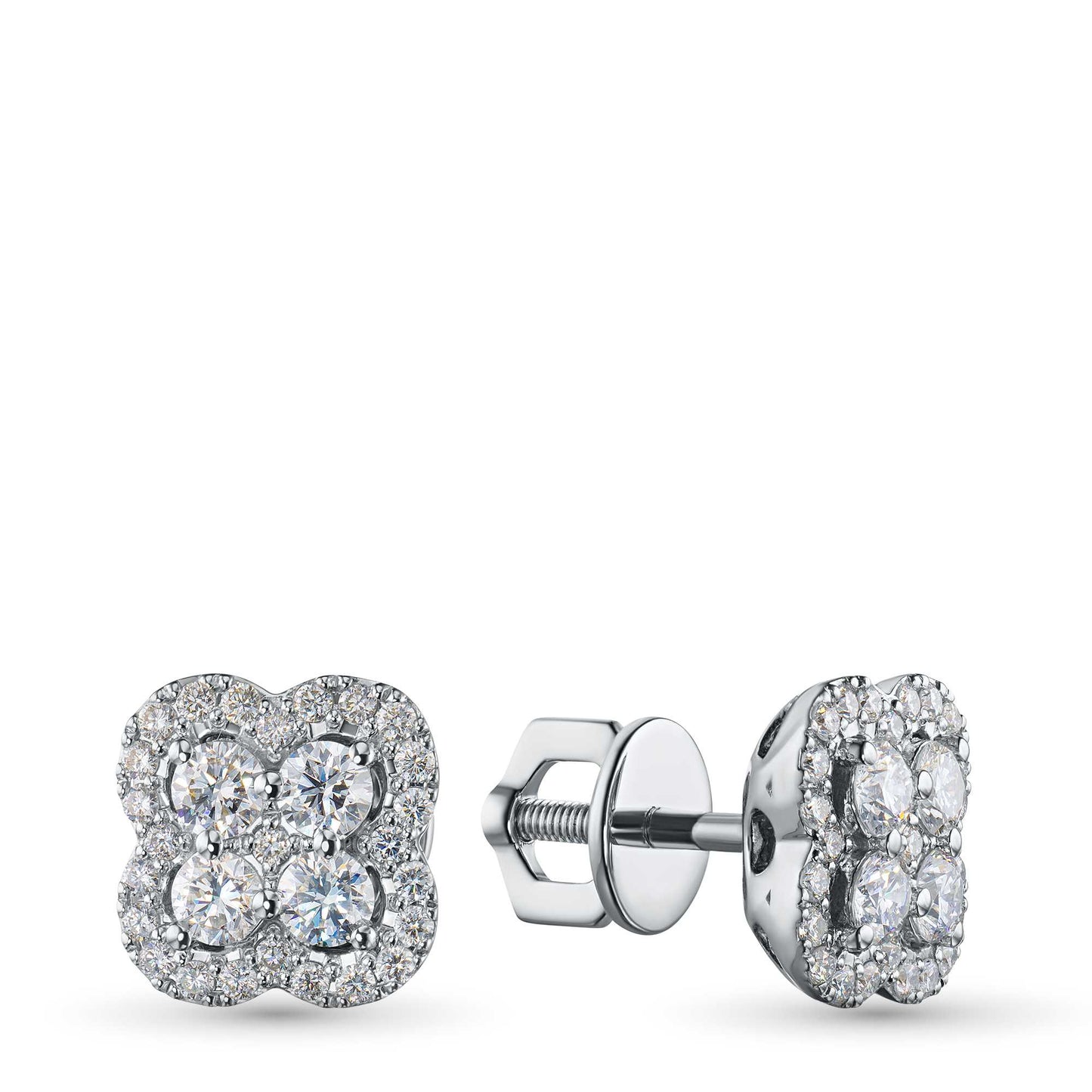 14K White Gold Earring Studs with Lab-Created Diamonds 0.980 CT.TW