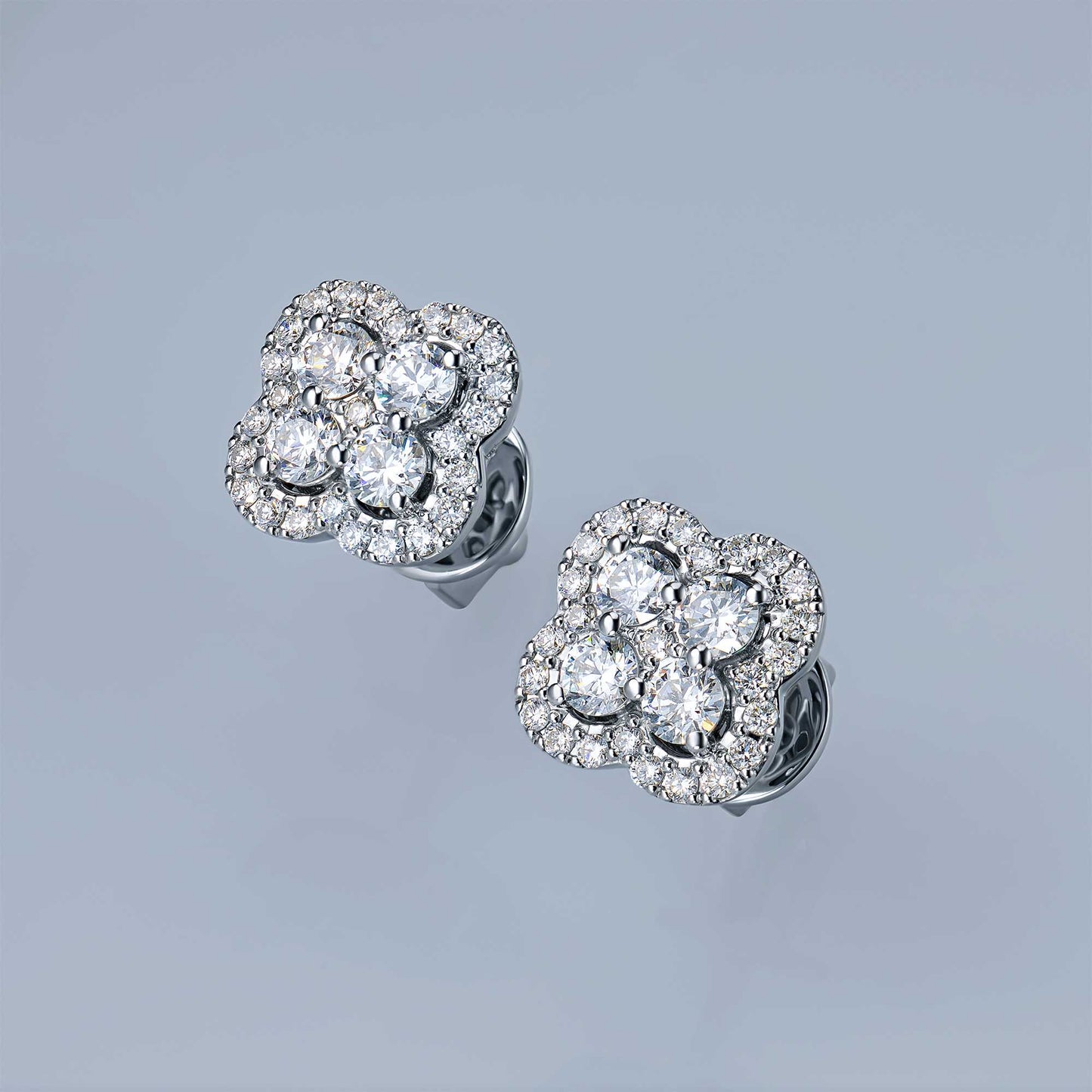 14K White Gold Earring Studs with Lab-Created Diamonds 0.980 CT.TW