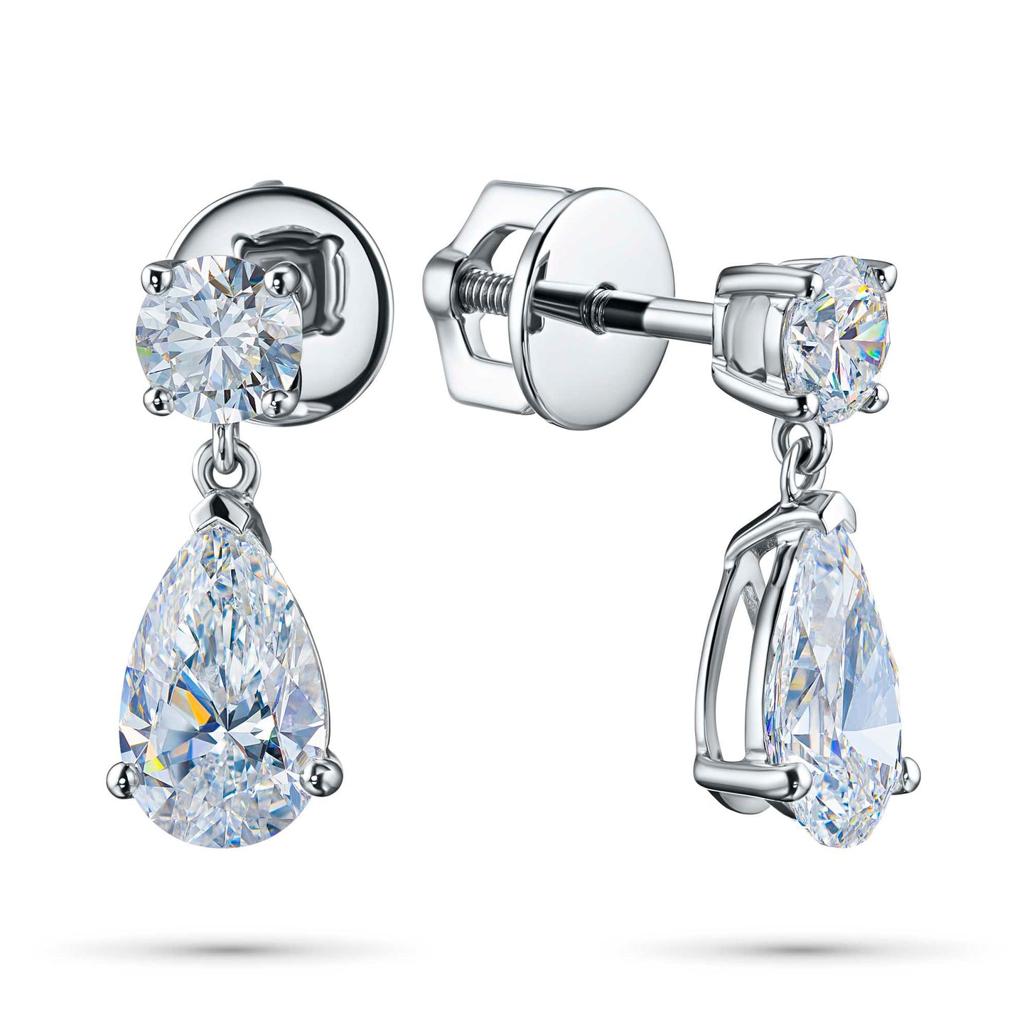 Sterling Silver Earring Studs with Emerald and Topaz 2.930 CT.TW