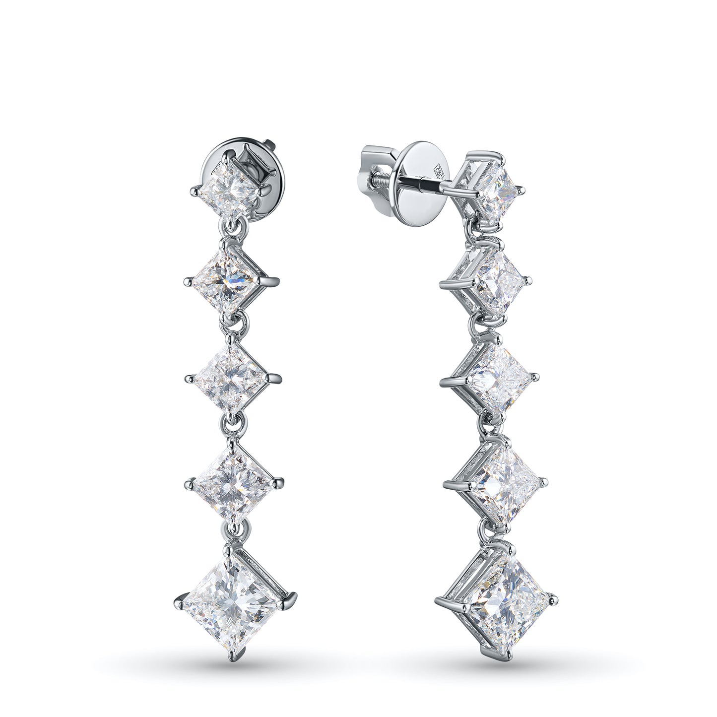 14K White Gold Without Nickel Earring Studs with Lab-Created Diamonds 5.360 CT.TW